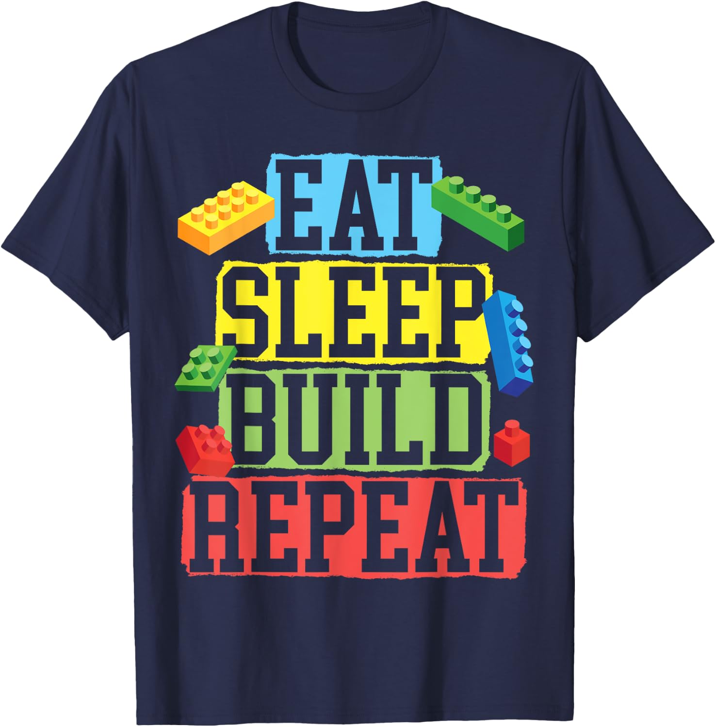 Master Builder Bricks Blocks Play Toys T-Shirt - T-Shirt | Navy