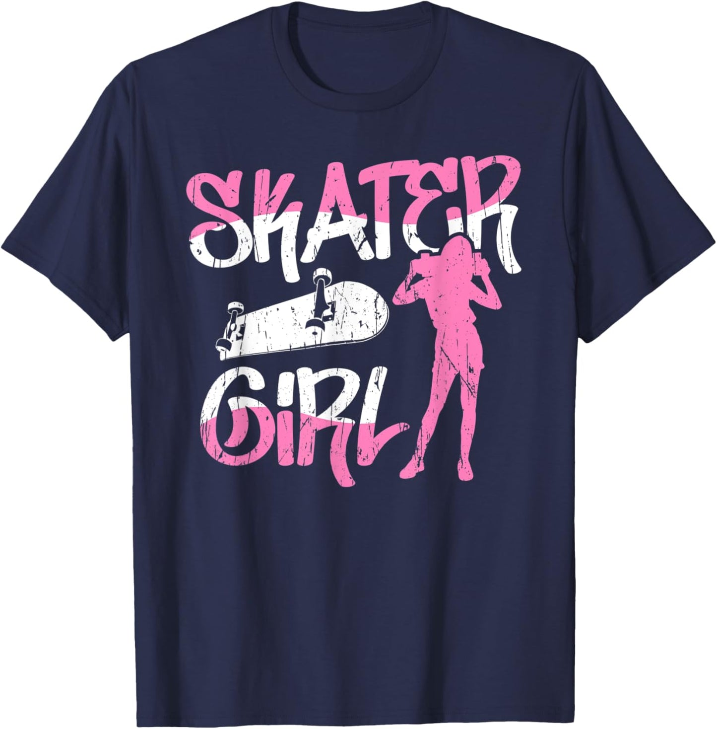Sk8er Girl Skater Skateboard Retro 90s T-Shirt - T-Shirt | Navy