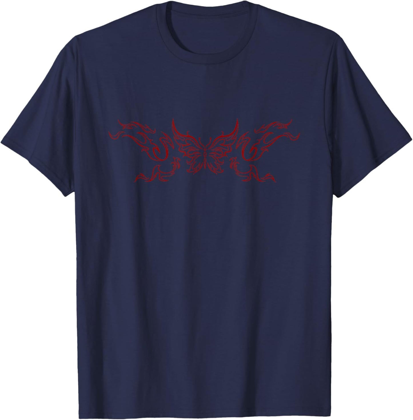Butterfly Grunge Fairycore Aesthetic Tattoo Goth T-Shirt - T-Shirt | Navy