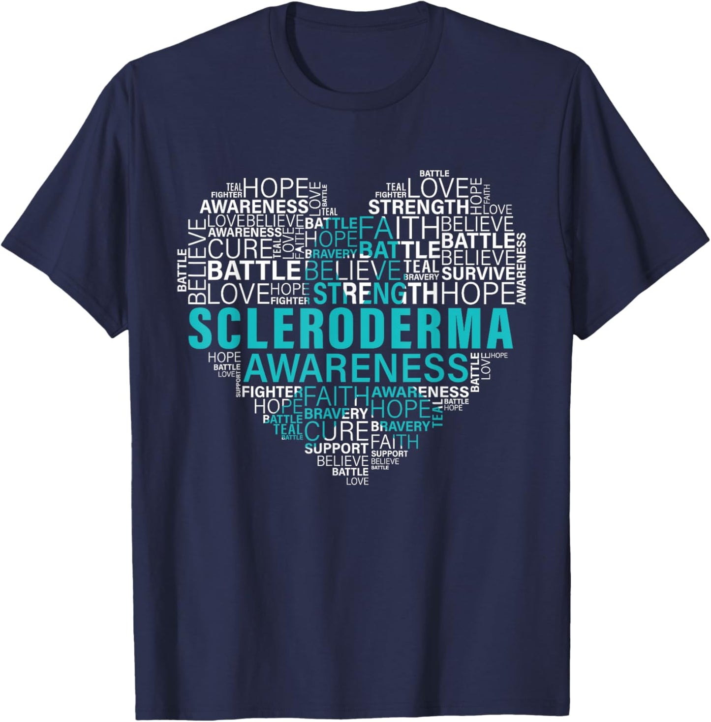 Scleroderma Awareness Fight Hope Support Strong Warrior T-Shirt - T-Shirt | Navy