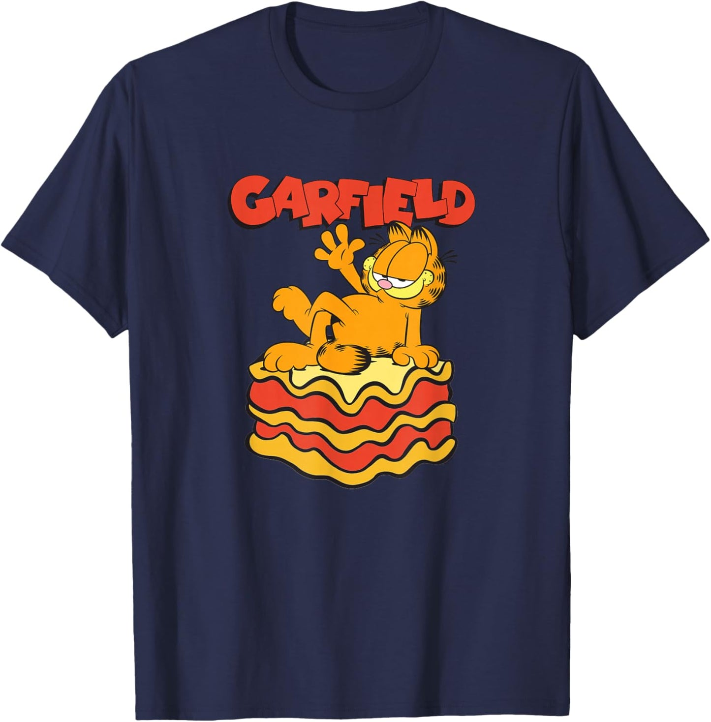 Garfield Lasagna Slice Garfield Pose T-Shirt - T-Shirt | Navy
