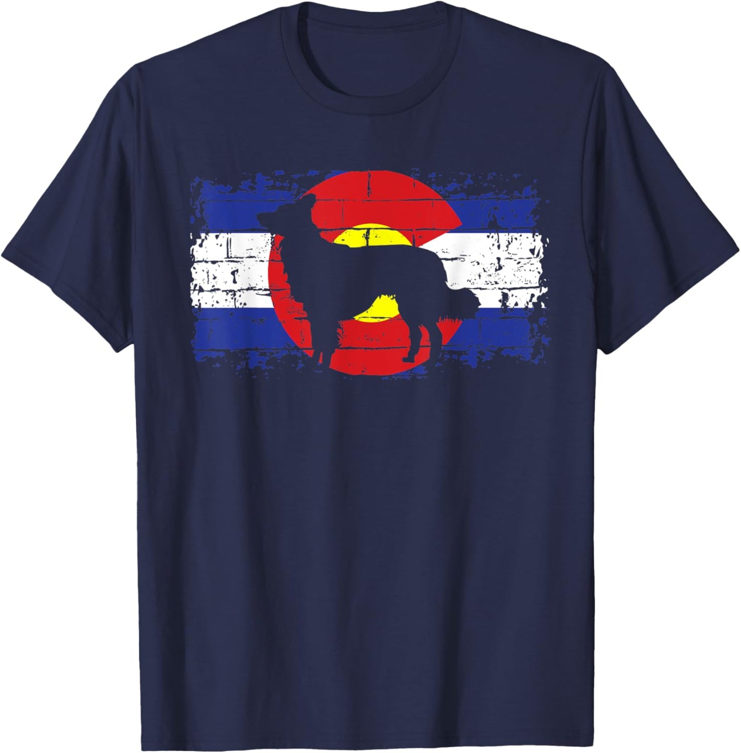Colorado Flag Border Collie Dog Collie Lover Pet Owner Cool T-Shirt - T-Shirt | Navy