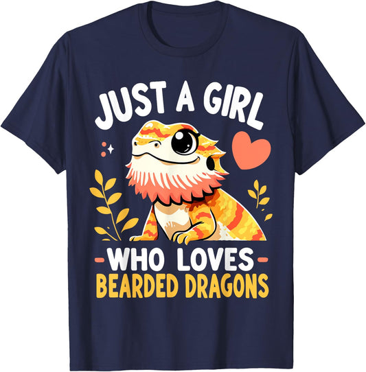 Girl Who Loves Bearded Dragons T-Shirt - T-Shirt | Navy