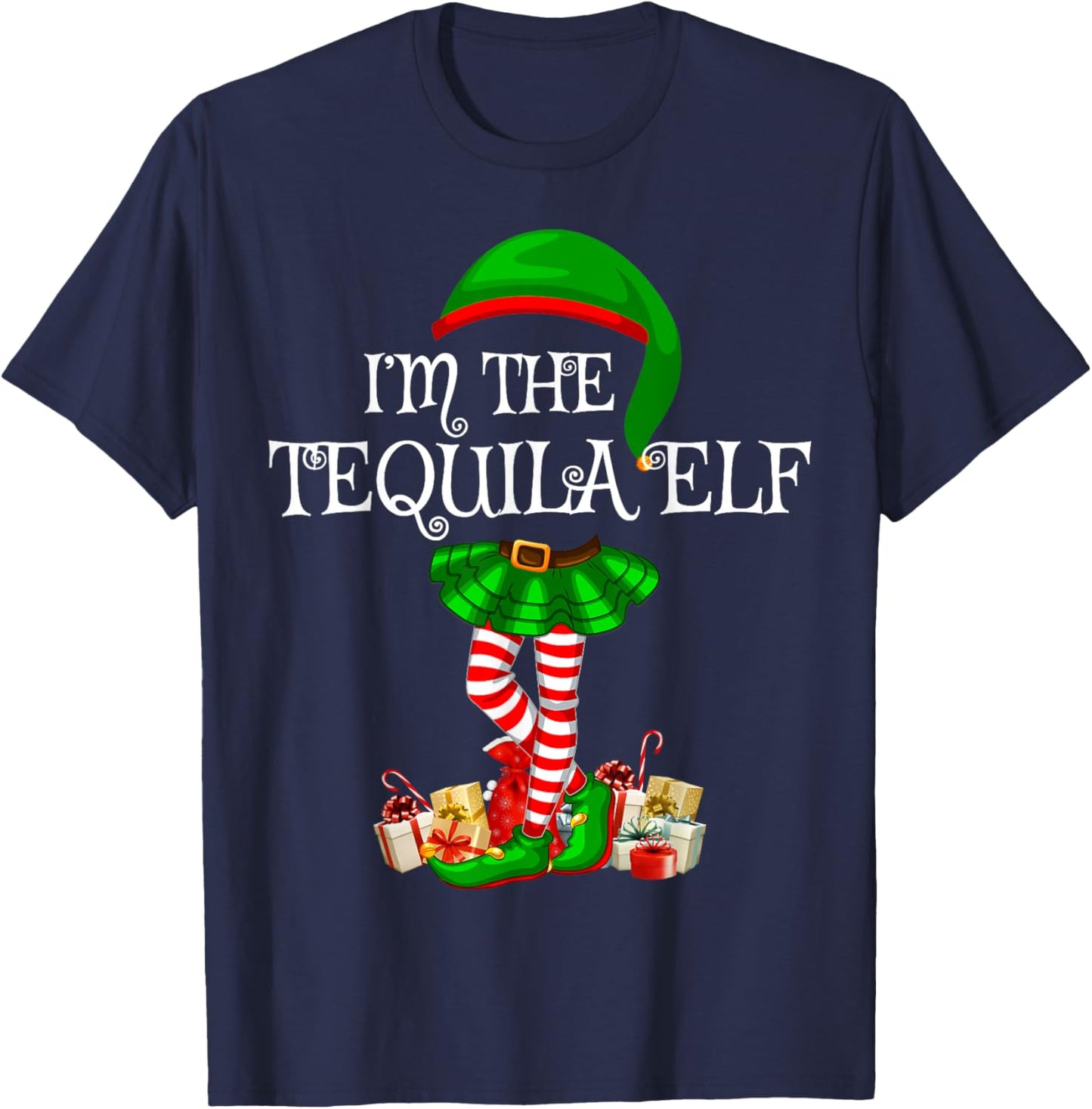Matching Family Group I'm The Tequila Elf Christmas T-Shirt - T-Shirt | Navy