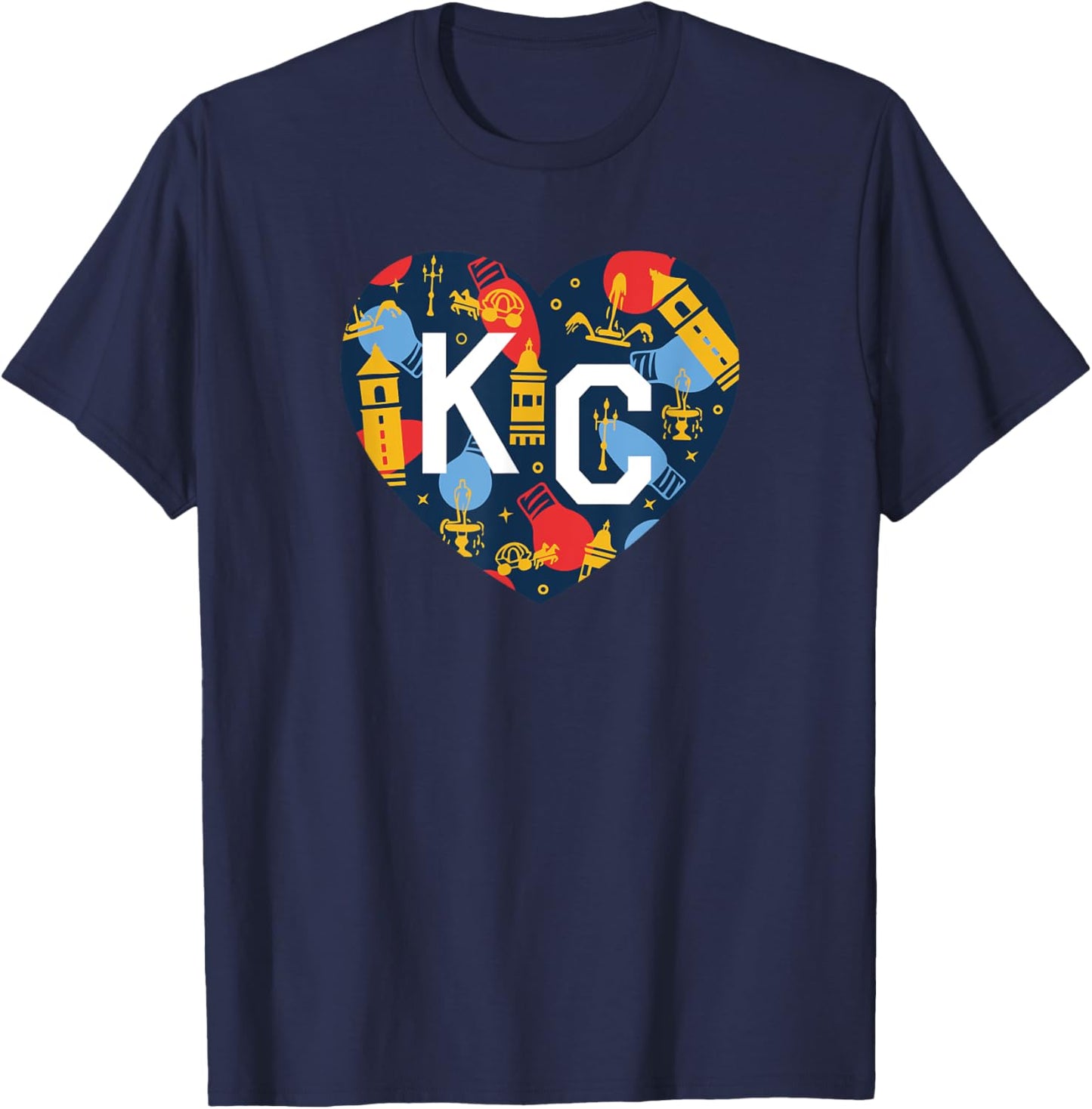 Kansas City KC Plaza Lights Holiday Festive Christmas Heart T-Shirt - T-Shirt | Navy