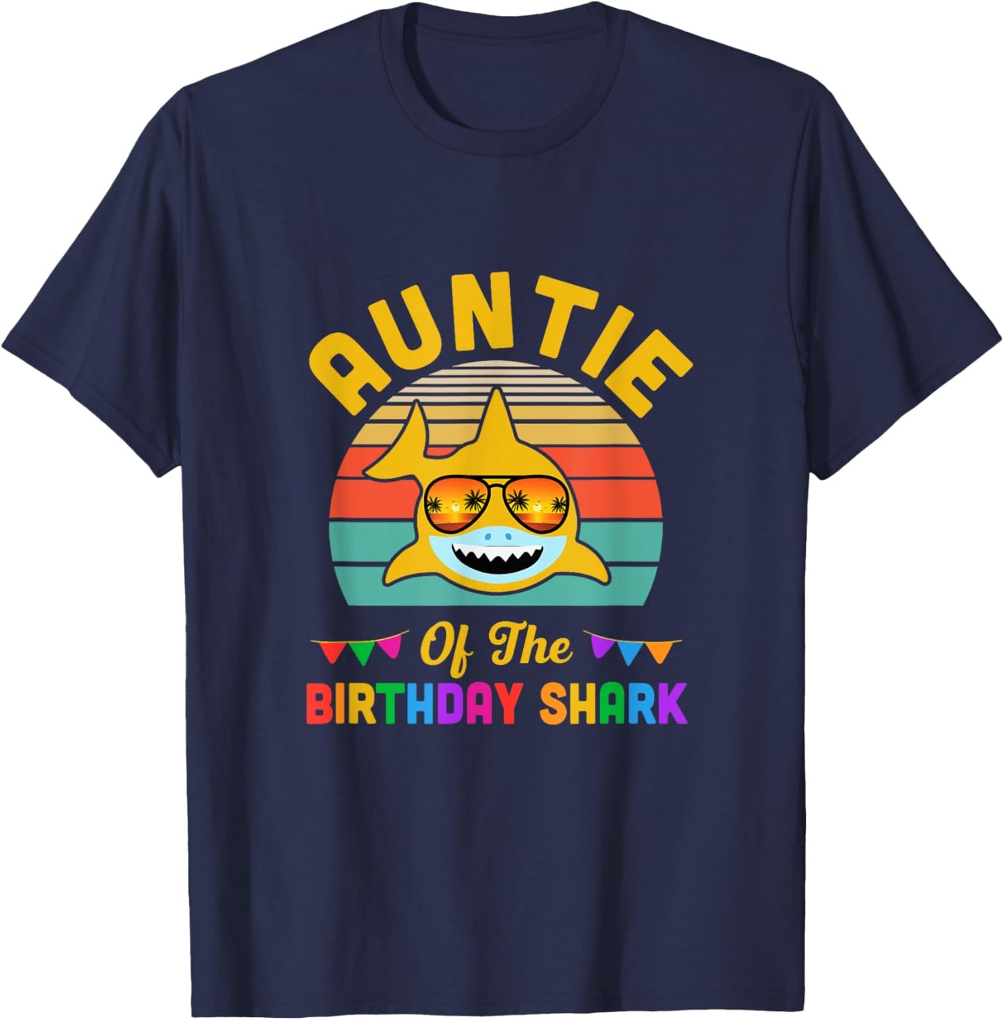 Auntie Of The Shark Birthday Auntie Matching Family T-Shirt - T-Shirt | Navy