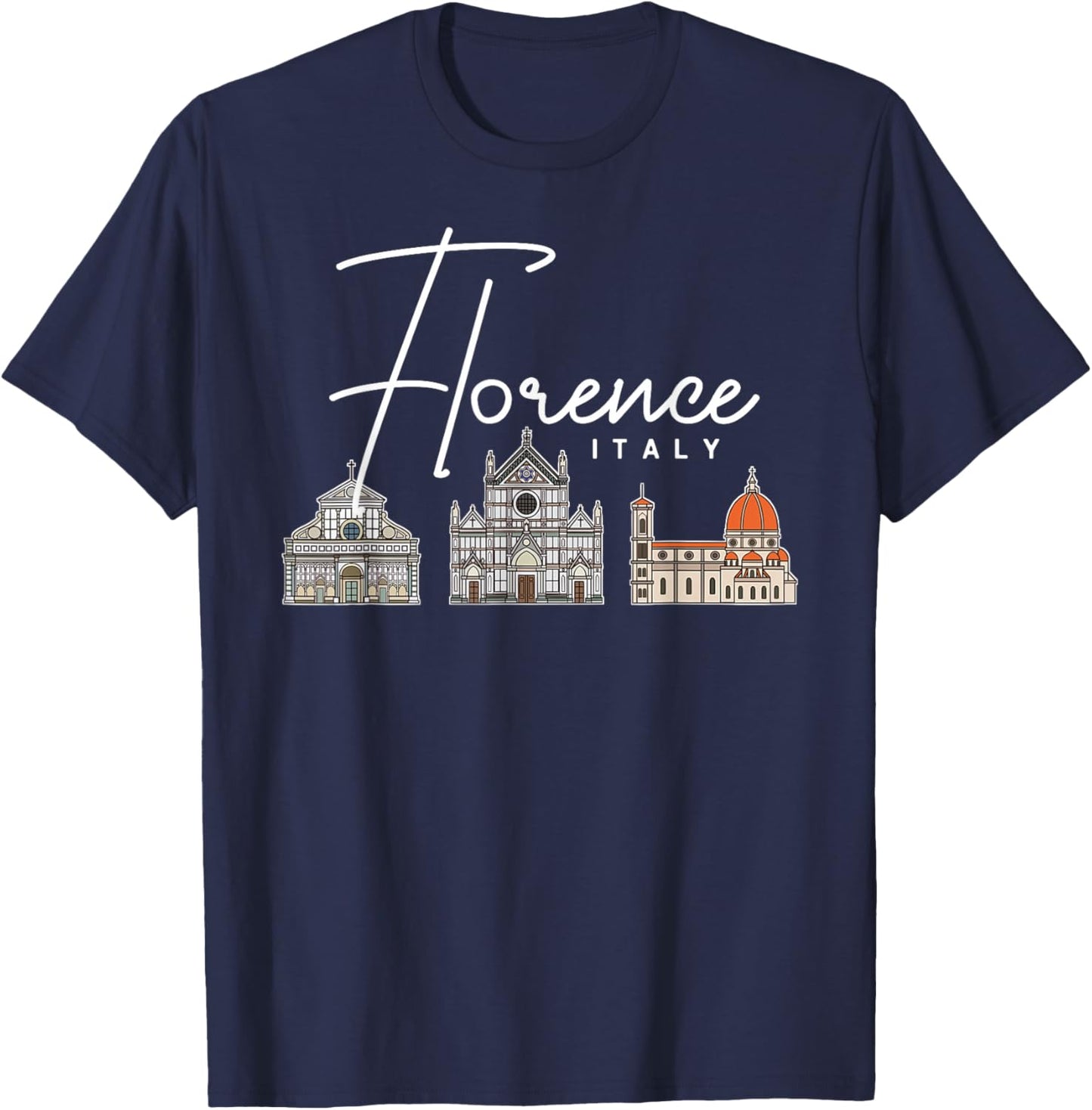 Florence Italy City Skyline Map Travel T-Shirt - T-Shirt | Navy