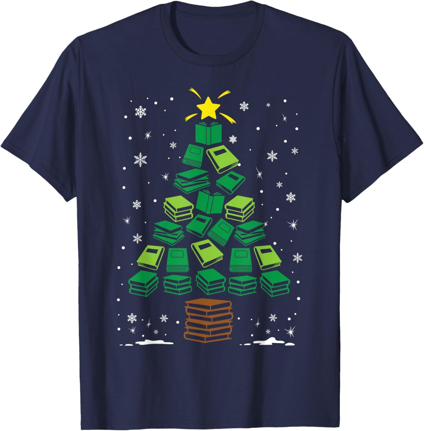 Book Worm Lovers Holiday Family Matching Christmas Tree T-Shirt - T-Shirt | Navy