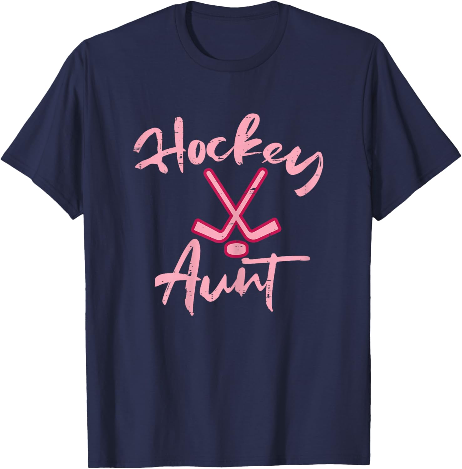 Ice Hockey Aunt Cute Mothers Day Aunty Auntie Women Nephew T-Shirt - T-Shirt | Navy