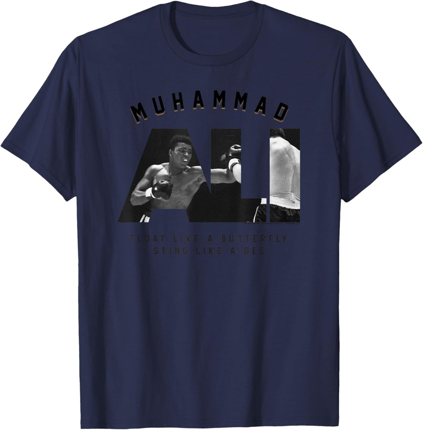 Muhammad Ali - Float Like A Butterfly Sting Like A Bee T-Shirt - T-Shirt | Navy