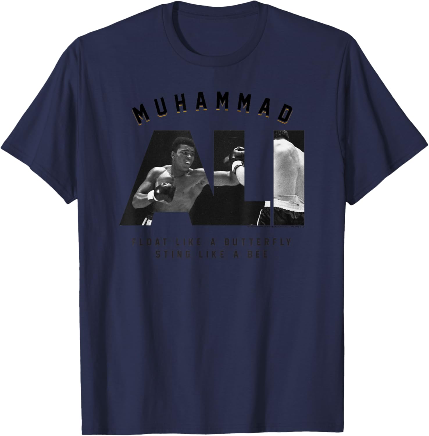 Muhammad Ali - Float Like A Butterfly Sting Like A Bee T-Shirt - T-Shirt | Navy