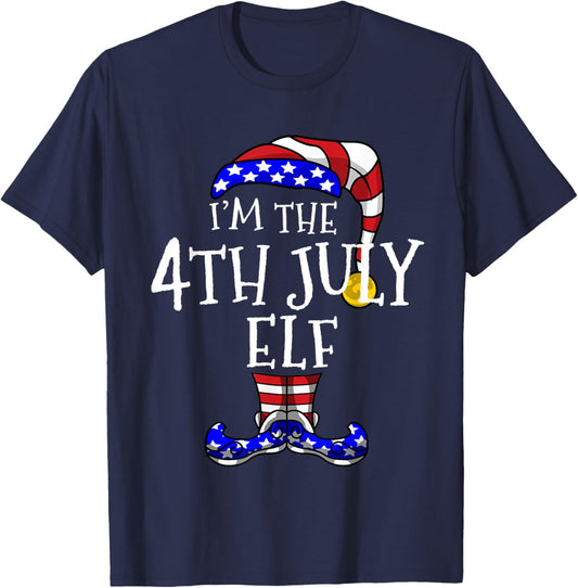4th July Elf Patriotic Gnomes Christmas July Funny Cute T-Shirt - T-Shirt | Navy