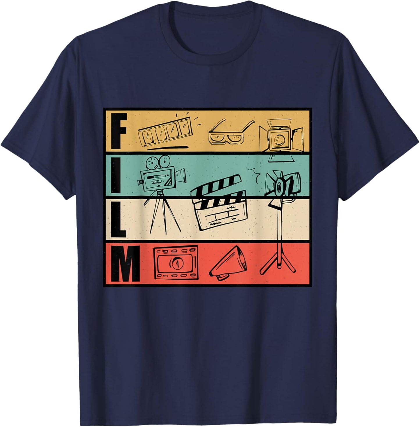 Filmmaker And Movie Director Design For Filming Cameraman T-Shirt - T-Shirt | Navy