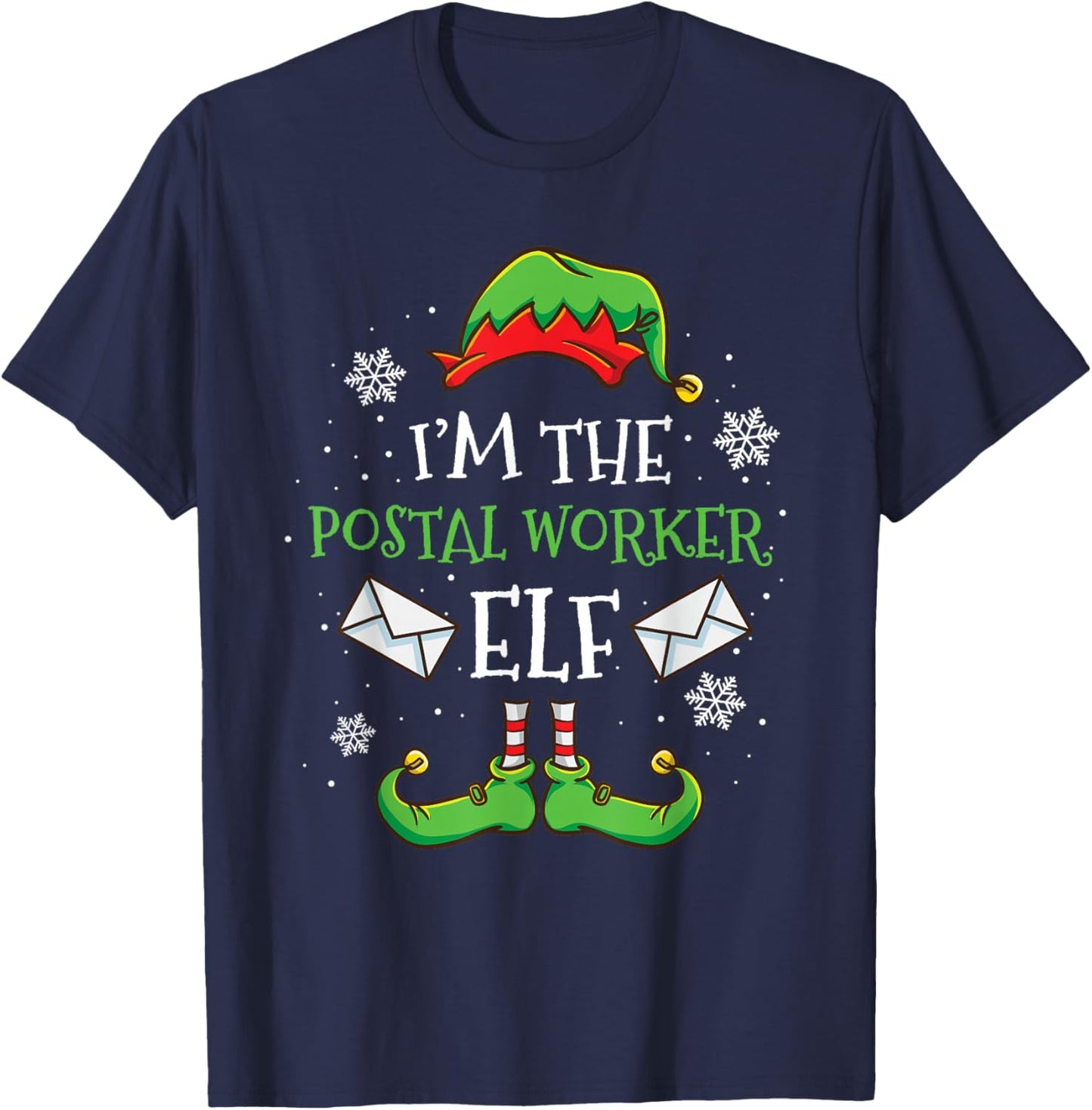 Im The Postal Worker Elf Christmas T-Shirt - T-Shirt | Navy
