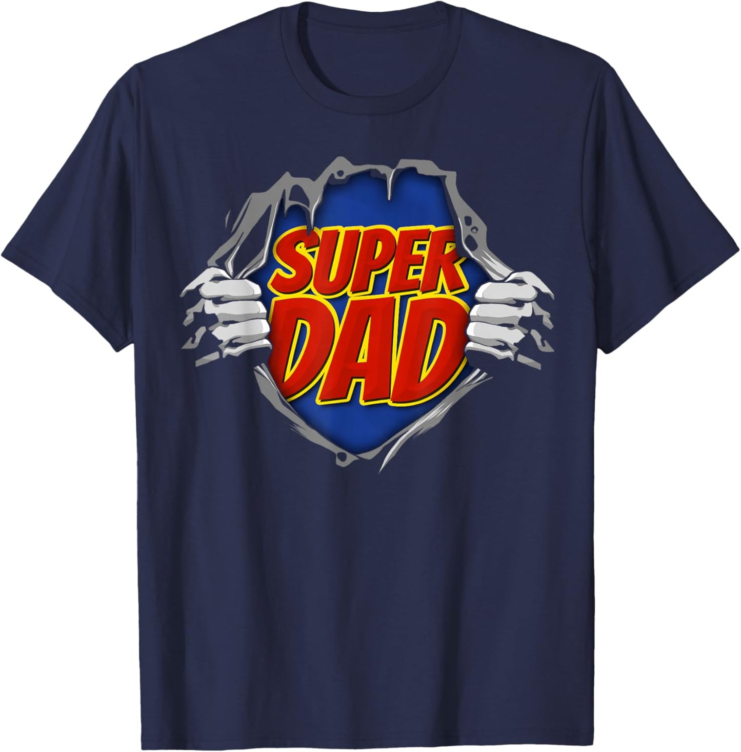Father's Day Award Super Dad Hero Vintage Retro T-Shirt - T-Shirt | Navy