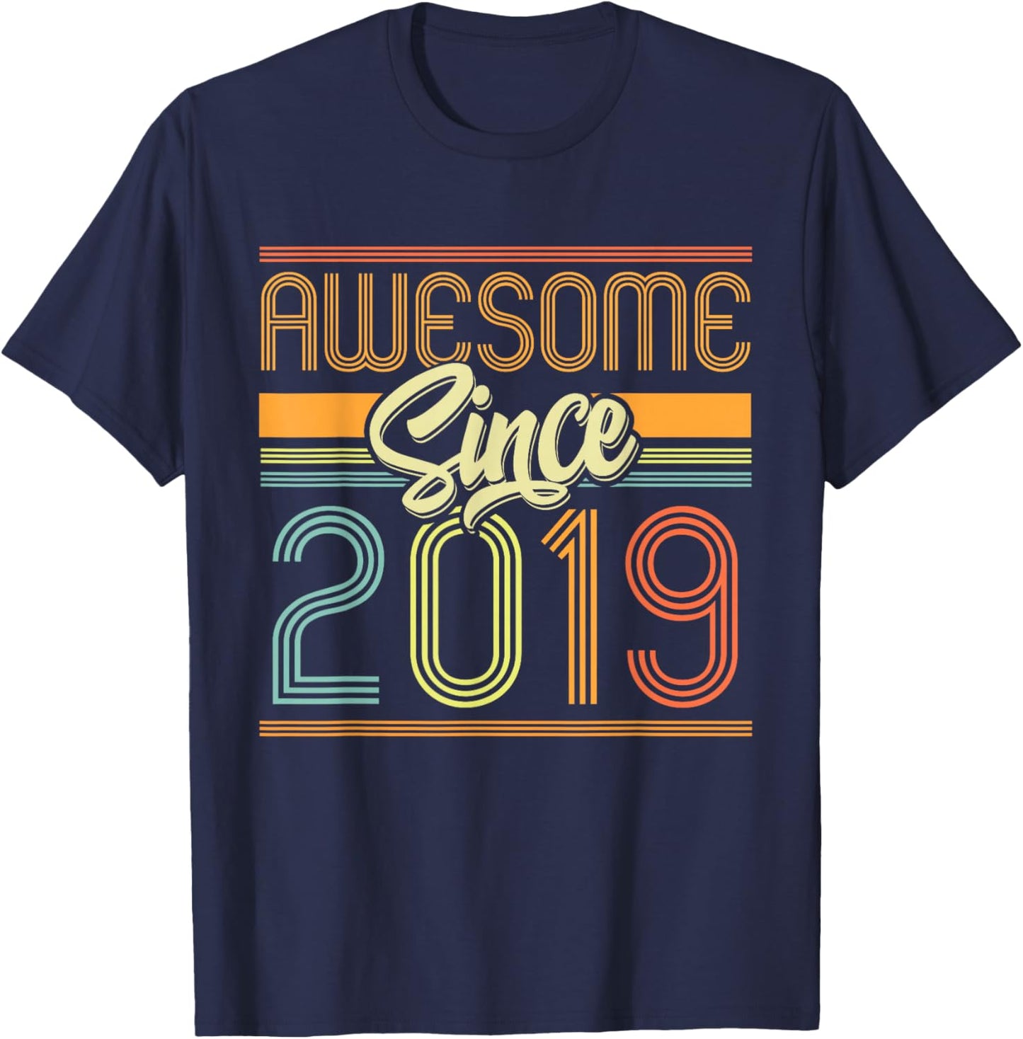 Awesome Since 2019 6th Birthday 6 Years Old Bday Kids Boys T-Shirt - T-Shirt | Navy