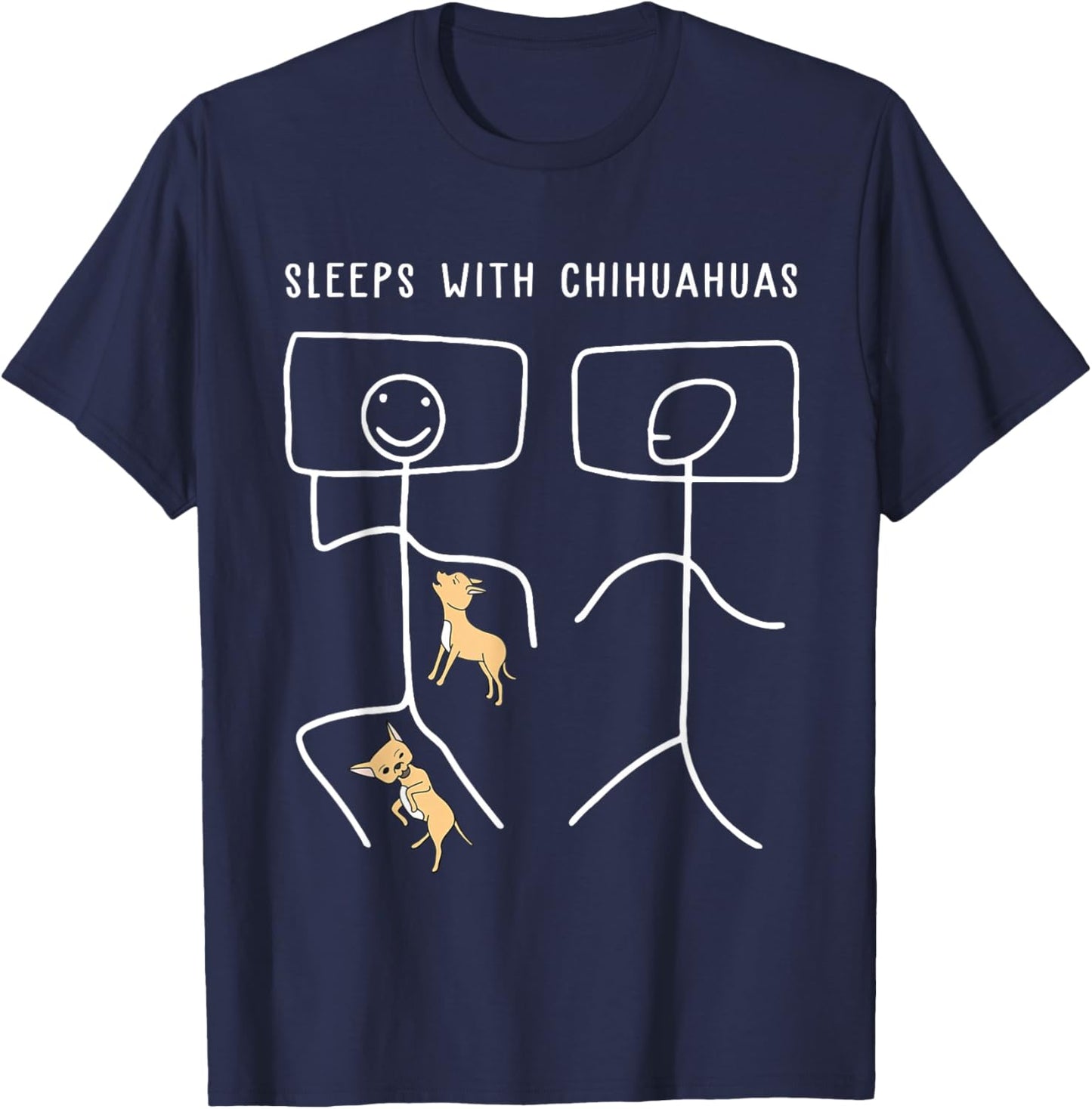Sleeps with Chihuahua dog Funny Mother's Day Gift Women T-Shirt - T-Shirt | Navy