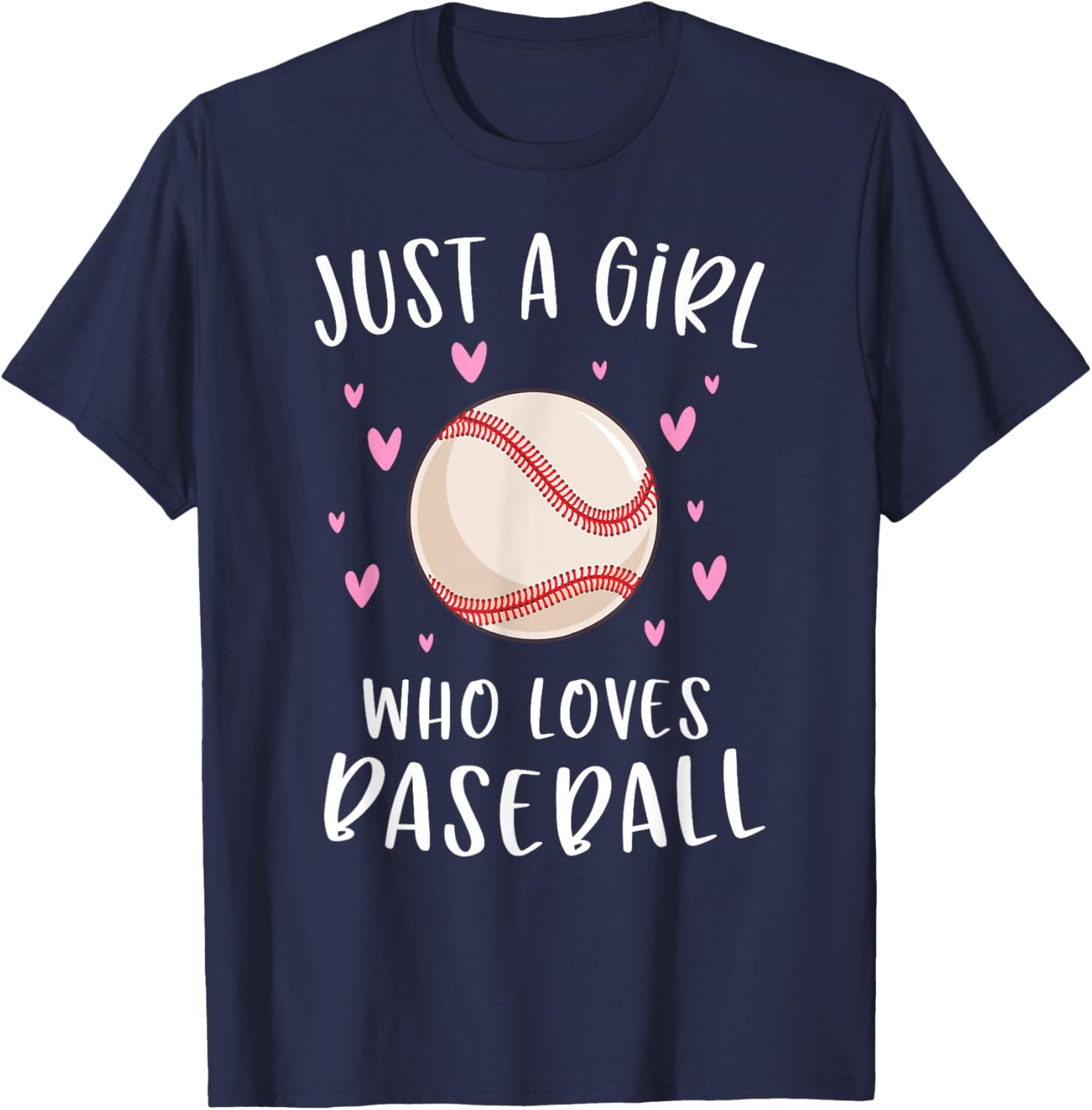 Cute Baseball Shirt for Girls Just A Girl Who Loves Baseball T-Shirt - T-Shirt | Navy