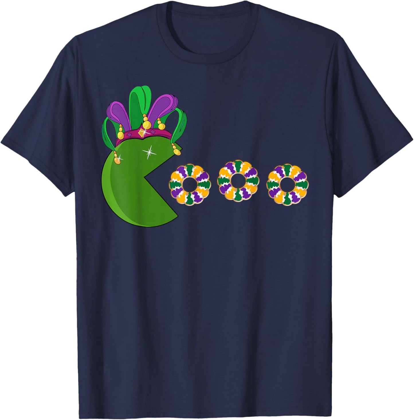 Funny Mardi Gras Hat Eating King Cakes - Mardi Gras T-Shirt - T-Shirt | Navy