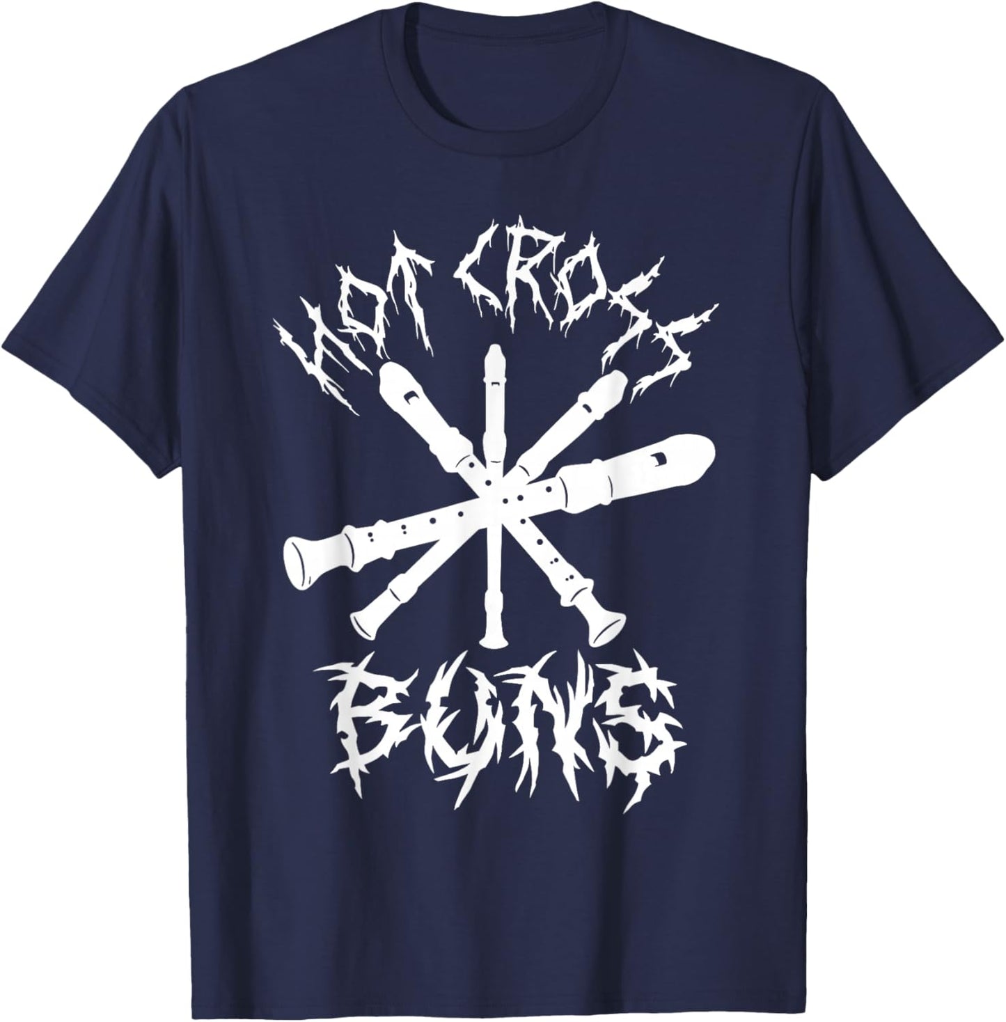 Hot Cross Buns Funny Recorder Music Ironic Heavy Metal Song T-Shirt - T-Shirt | Navy