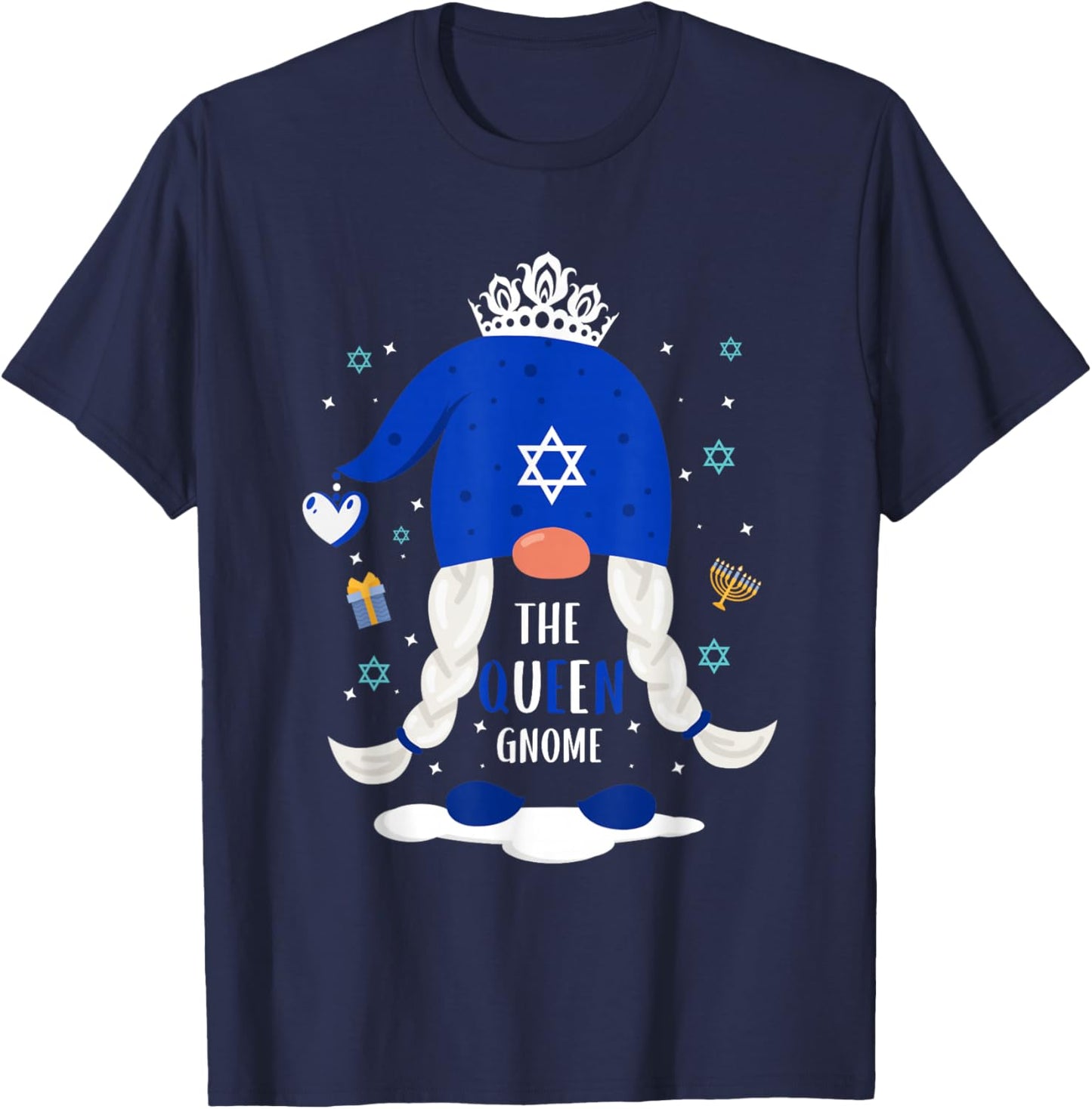 Hanukkah or jewish holiday or The Queen Gnome T-Shirt - T-Shirt | Navy