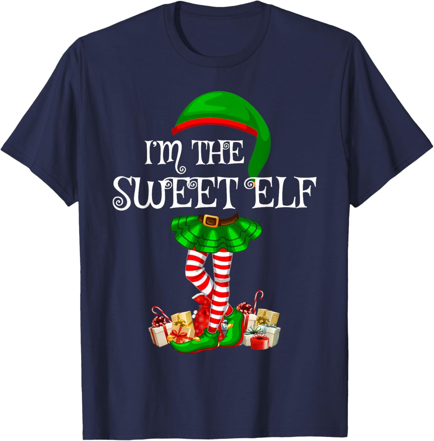 Matching Family Group I'm The Sweet Elf Christmas T-Shirt - T-Shirt | Navy