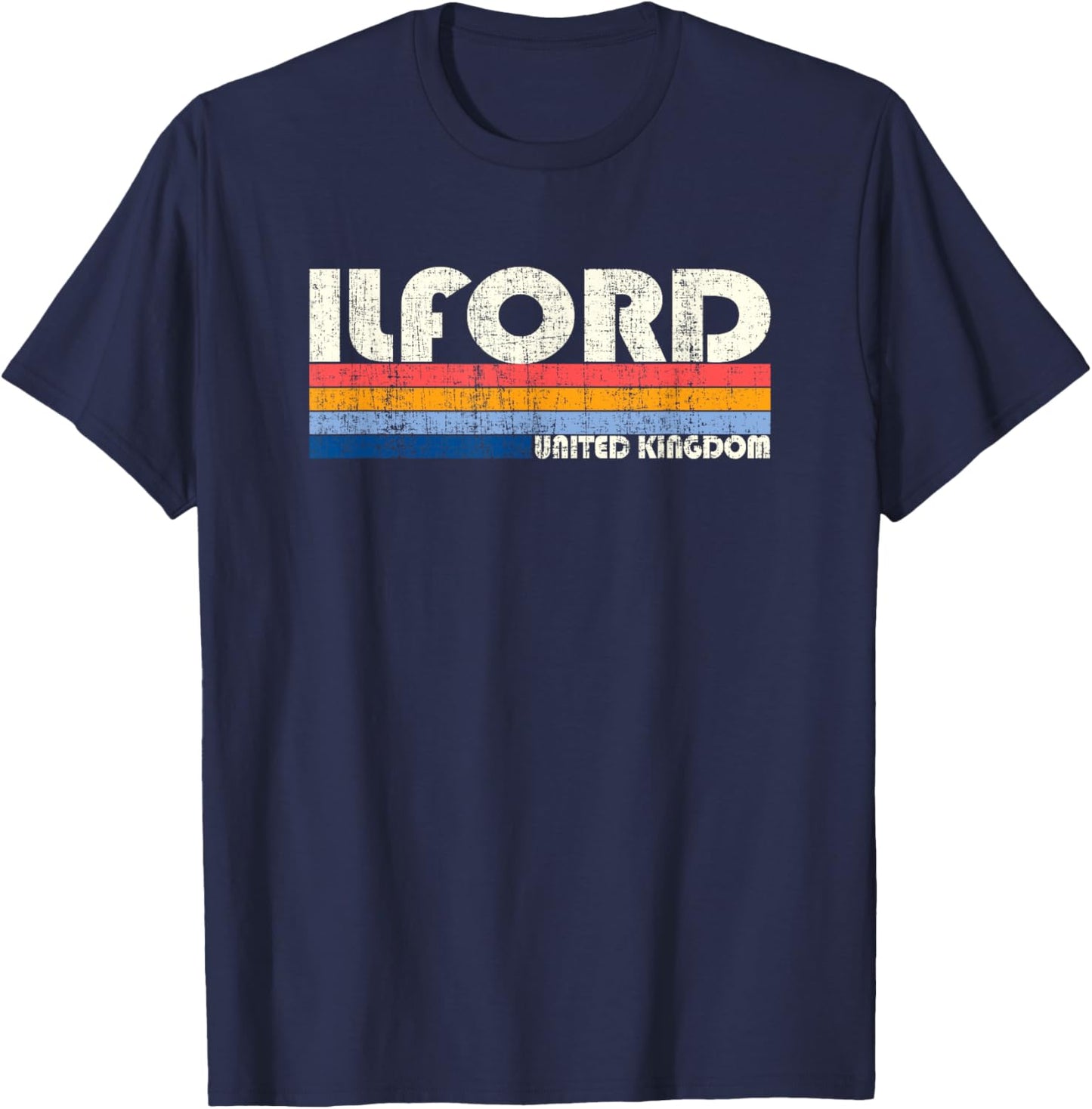 Retro Vintage 70s 80s Style Ilford, United Kingdom T-Shirt - T-Shirt | Navy