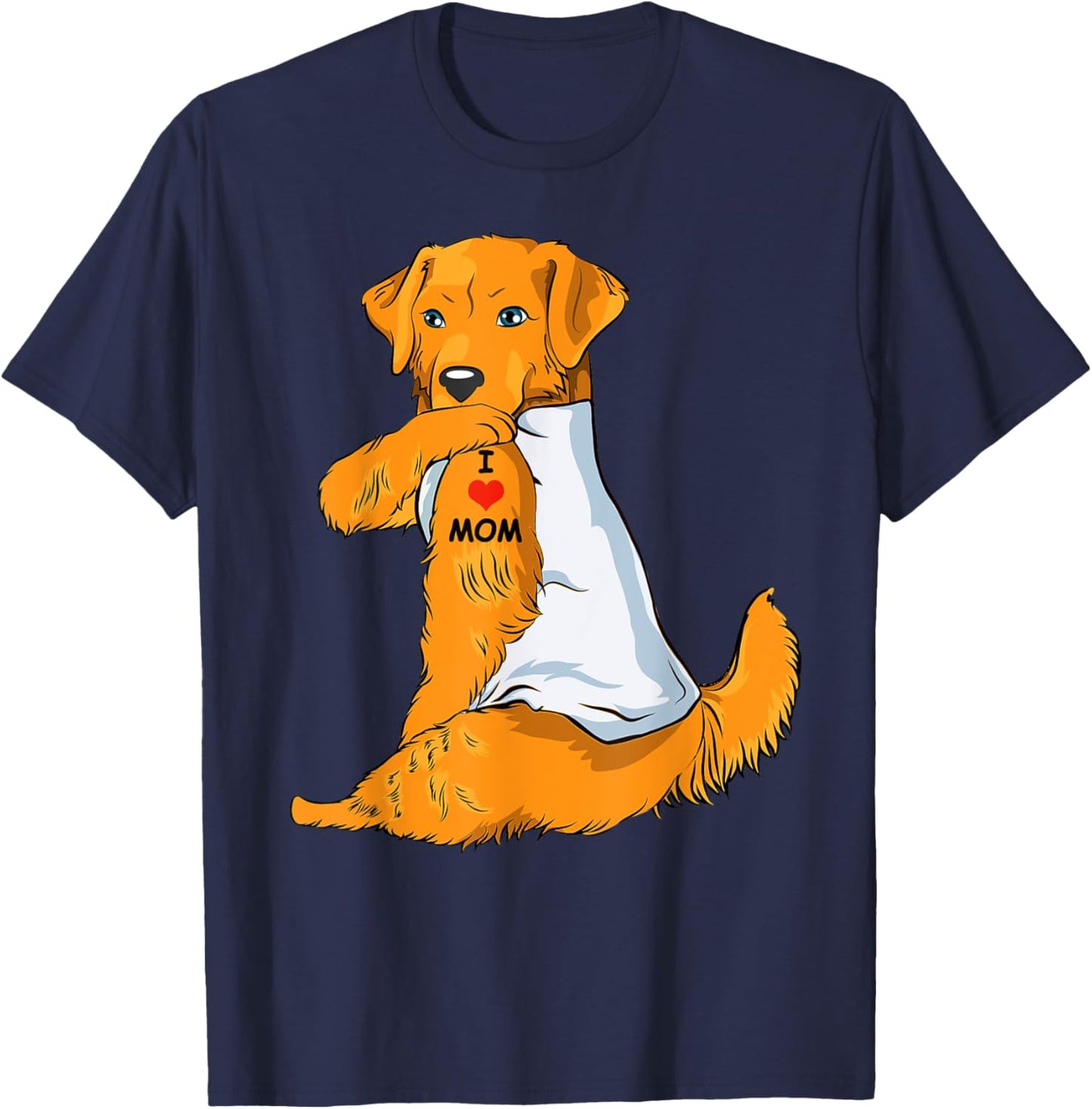 I Love Mom Tattoo Golden Retriever Mom Dog Lover Women T-Shirt - T-Shirt | Navy