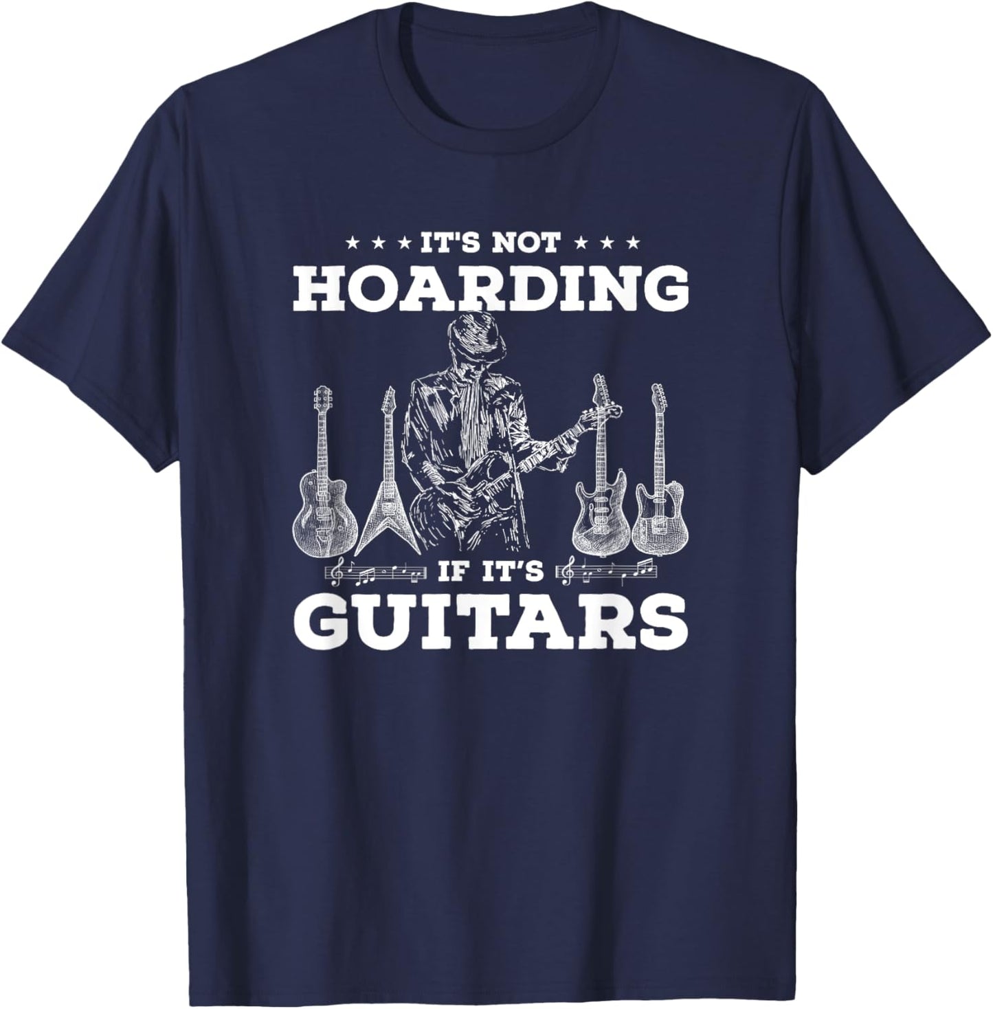 Vintage It's Not Hoarding If Its Guitars for Guitar lovers T-Shirt - T-Shirt | Navy