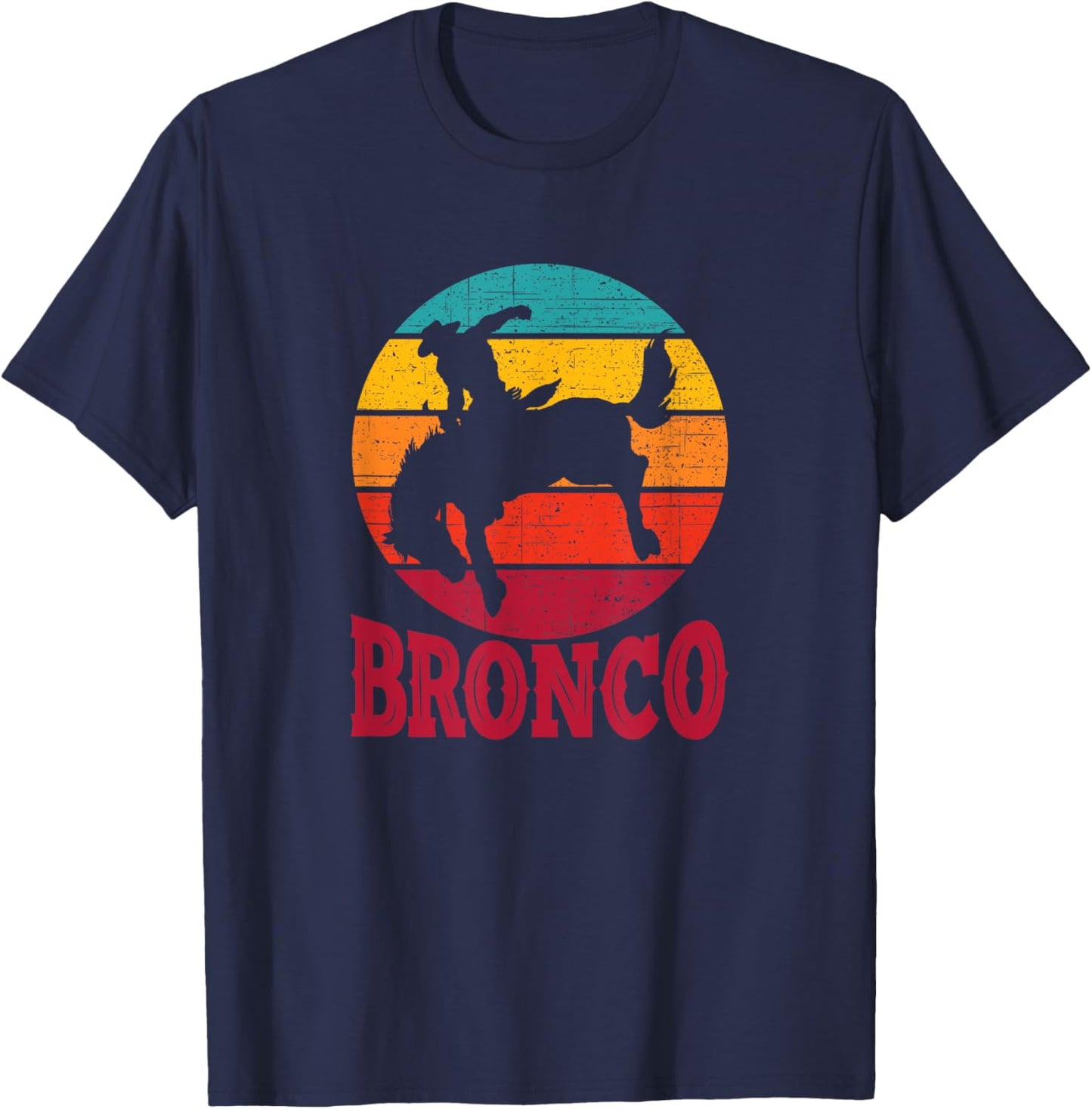 Rodeo Bucking Bronco Horse Vintage Retro Style T-Shirt - T-Shirt | Navy