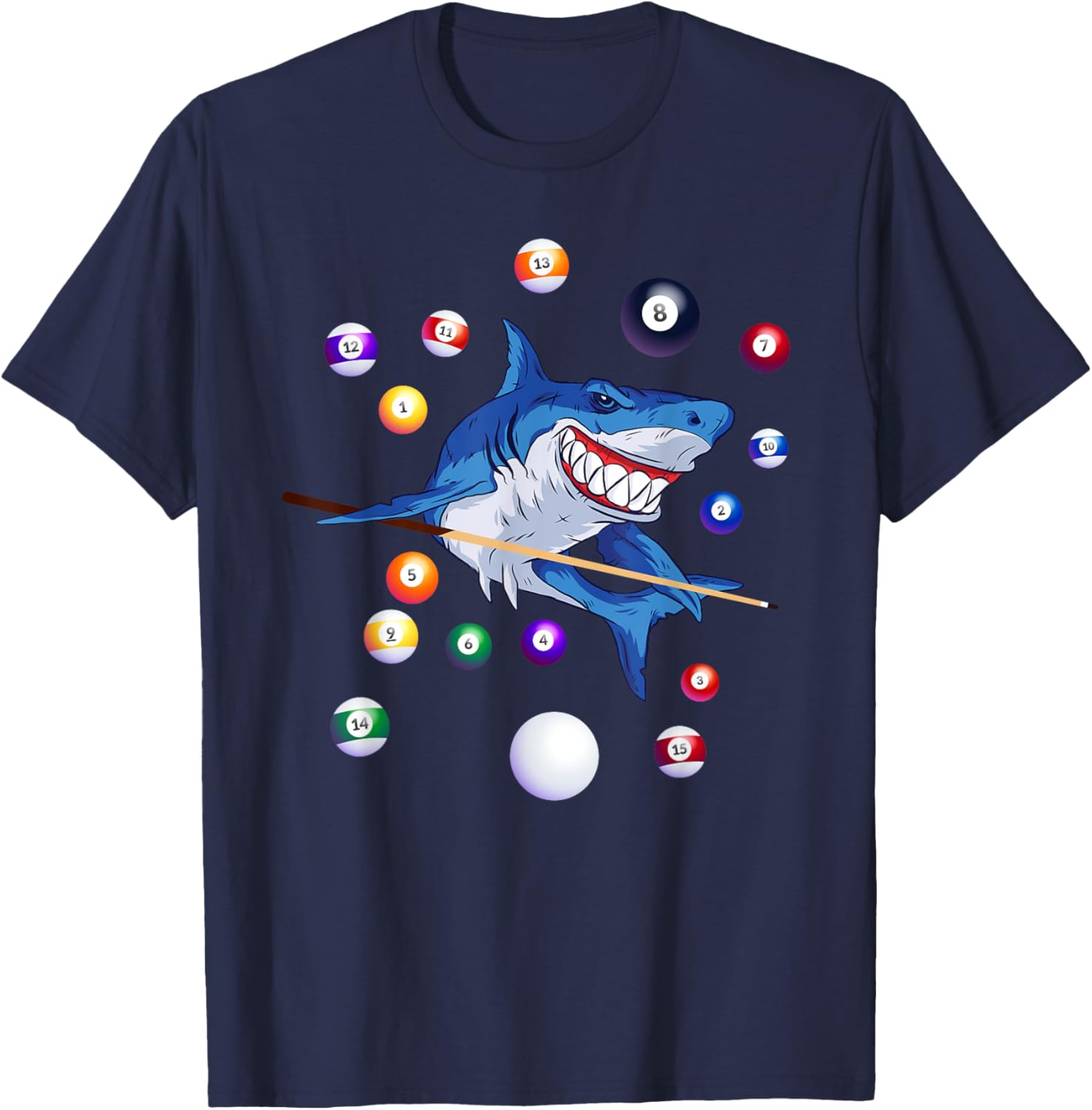 Billiards Shark Billiard Player Pool Table Snooker Pyramid T-Shirt - T-Shirt | Navy