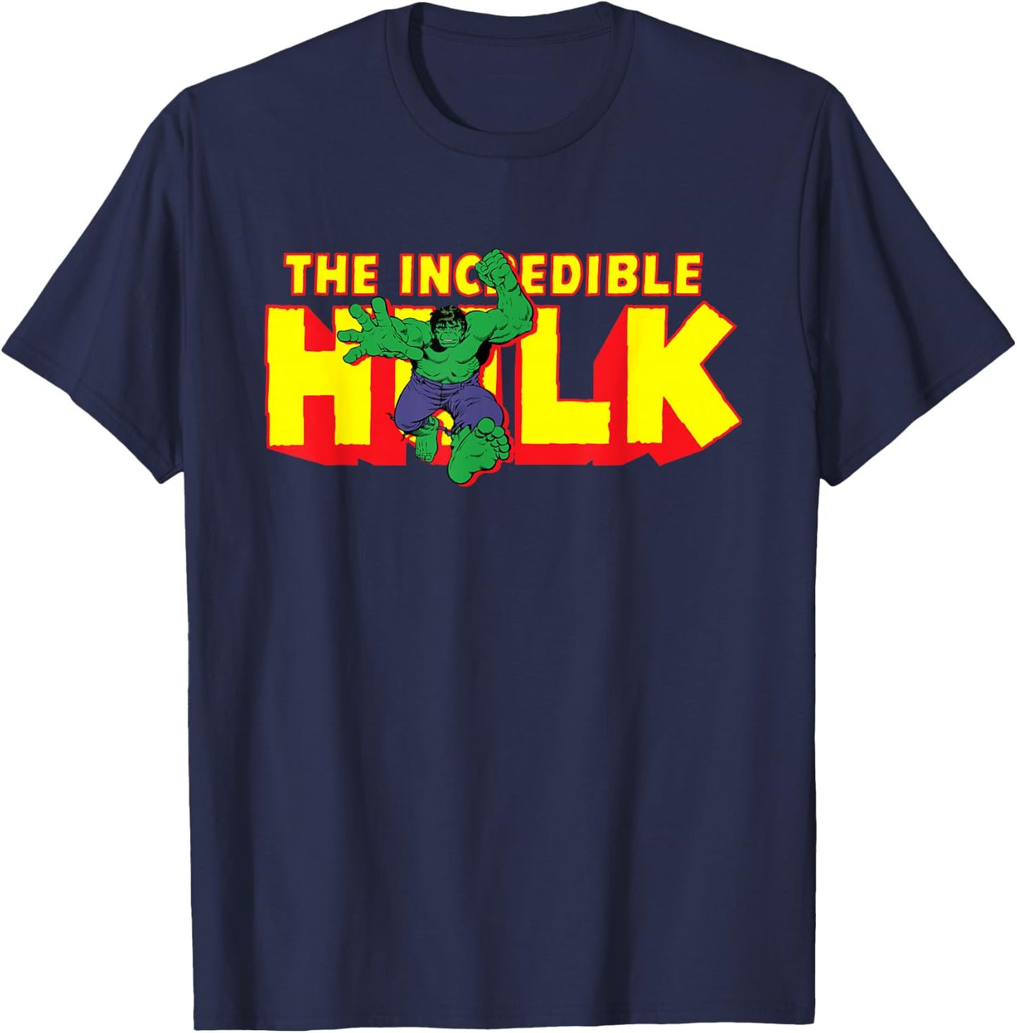 Marvel The Incredible Hulk Retro Comic Logo T-Shirt - T-Shirt | Navy