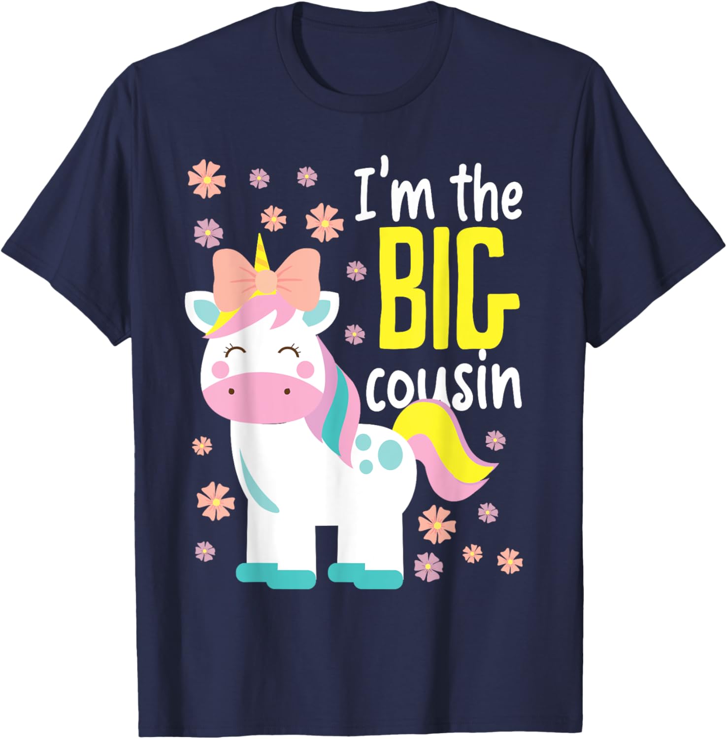 I'm The Big Cousin Cute Unicorn T-Shirt - T-Shirt | Navy