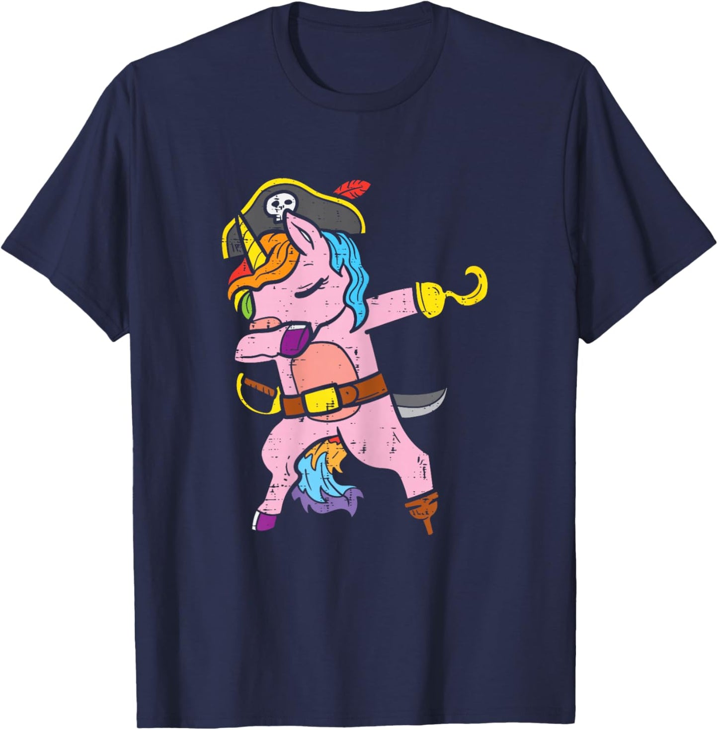 Dabbing Unicorn Pirate Dab Dance Cute Halloween Girls Women T-Shirt - T-Shirt | Navy