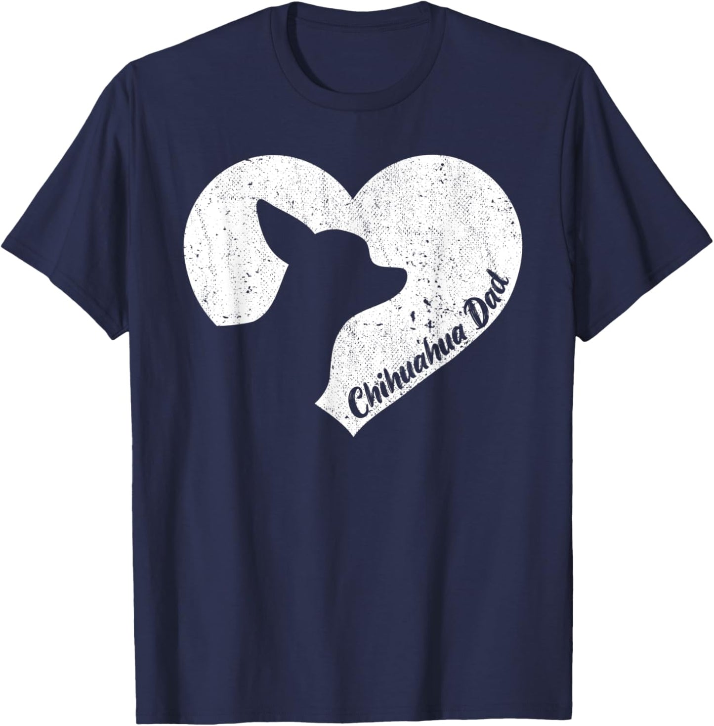 Funny Chihuahua men dad dog valentine's father's day heart T-Shirt - T-Shirt | Navy