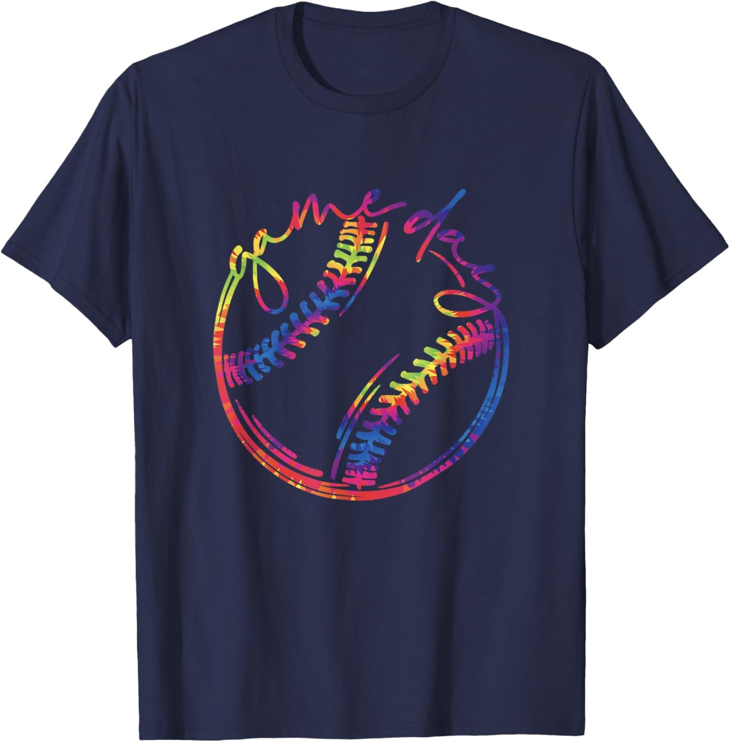 Game Day Baseball Life Softball Life Tie Dye Mothers Day Mom T-Shirt - T-Shirt | Navy