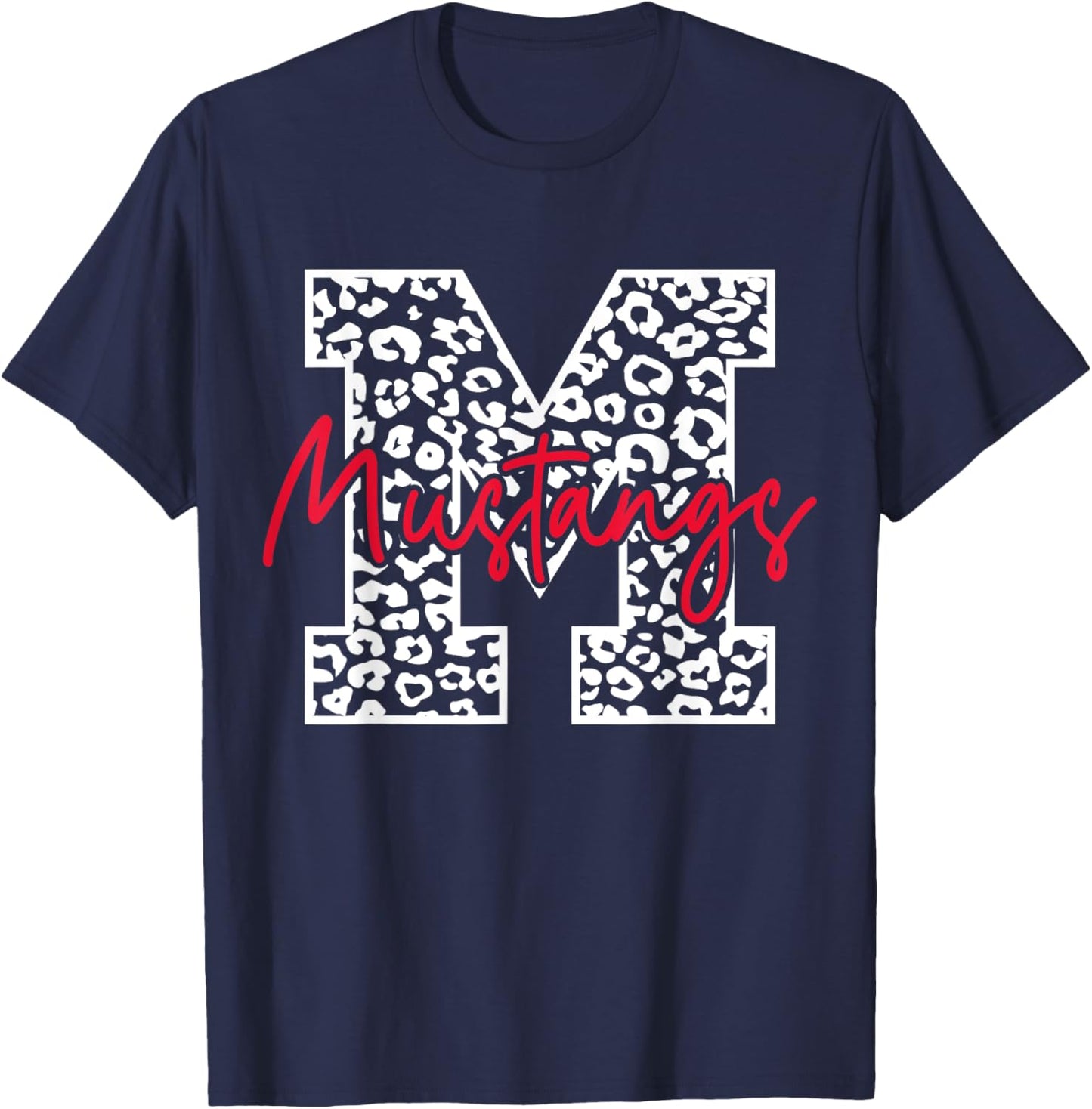 Mustangs School Sports Fan Team Spirit T-Shirt - T-Shirt | Navy
