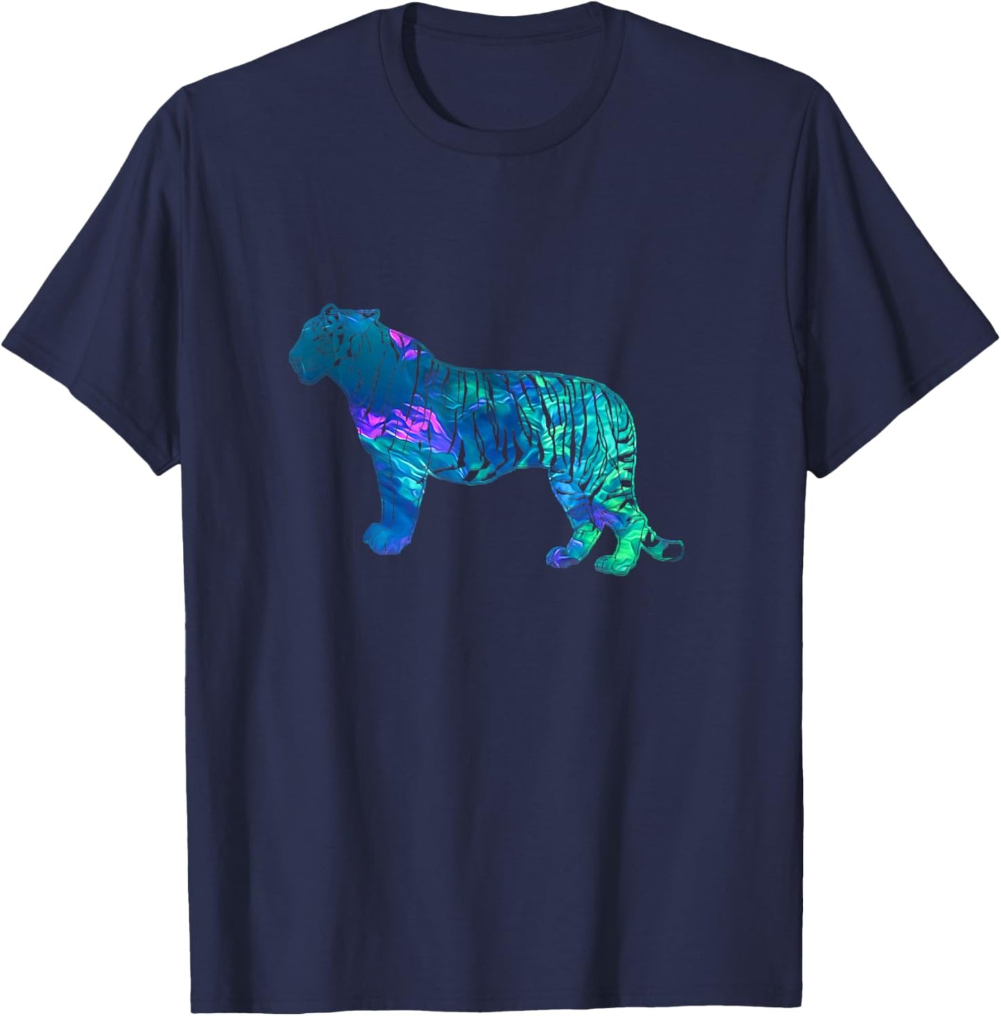Cyan Blue Violet teal Tiger For Animal lover Christmas T-Shirt - T-Shirt | Navy