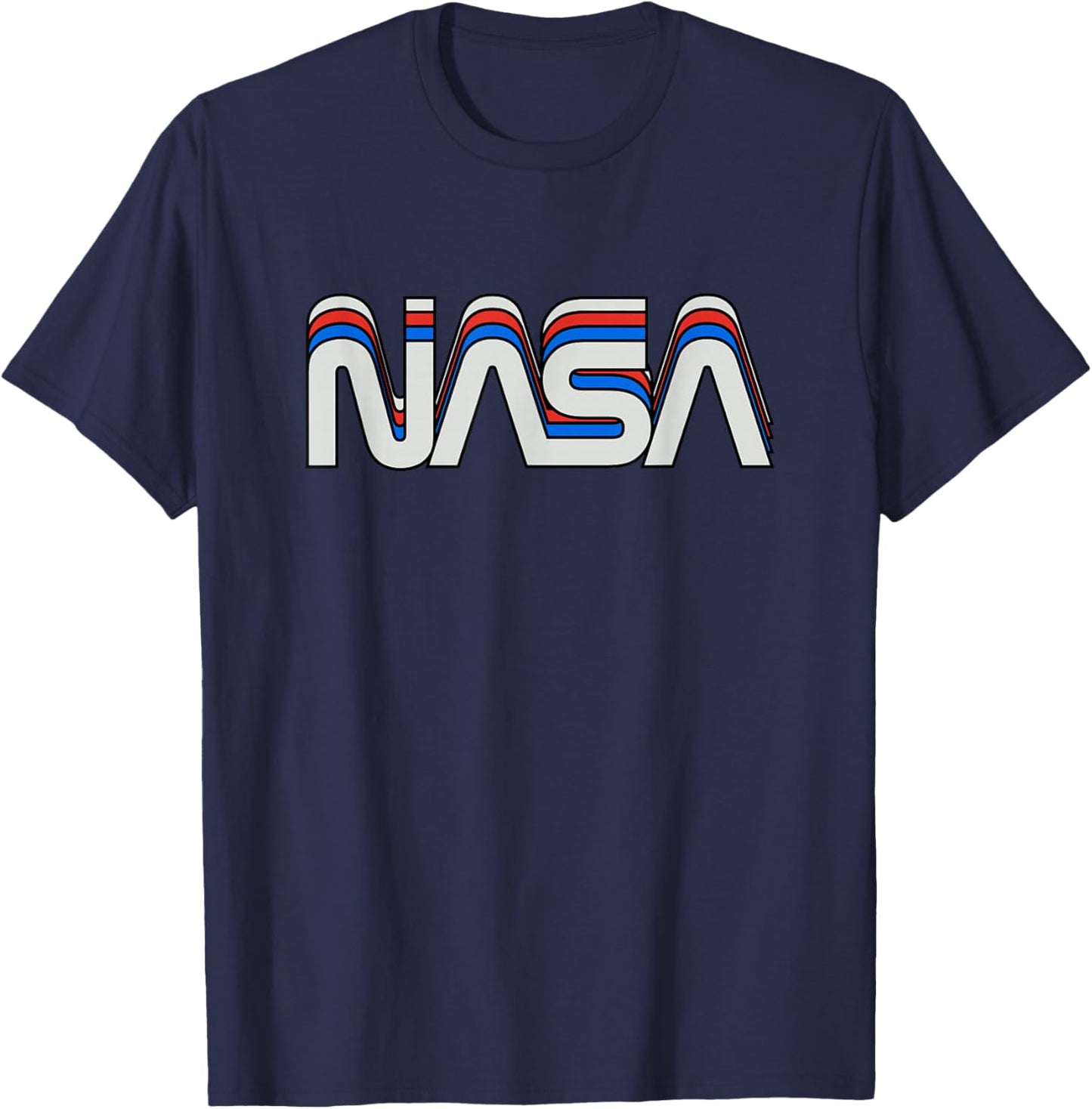 NASA Shirts and Gifts for space geeks and nerds 70s 80s Retro Vintage NASA Worm Logo -Adults, -Kids Black Medium T-Shirt - T-Shirt | Navy