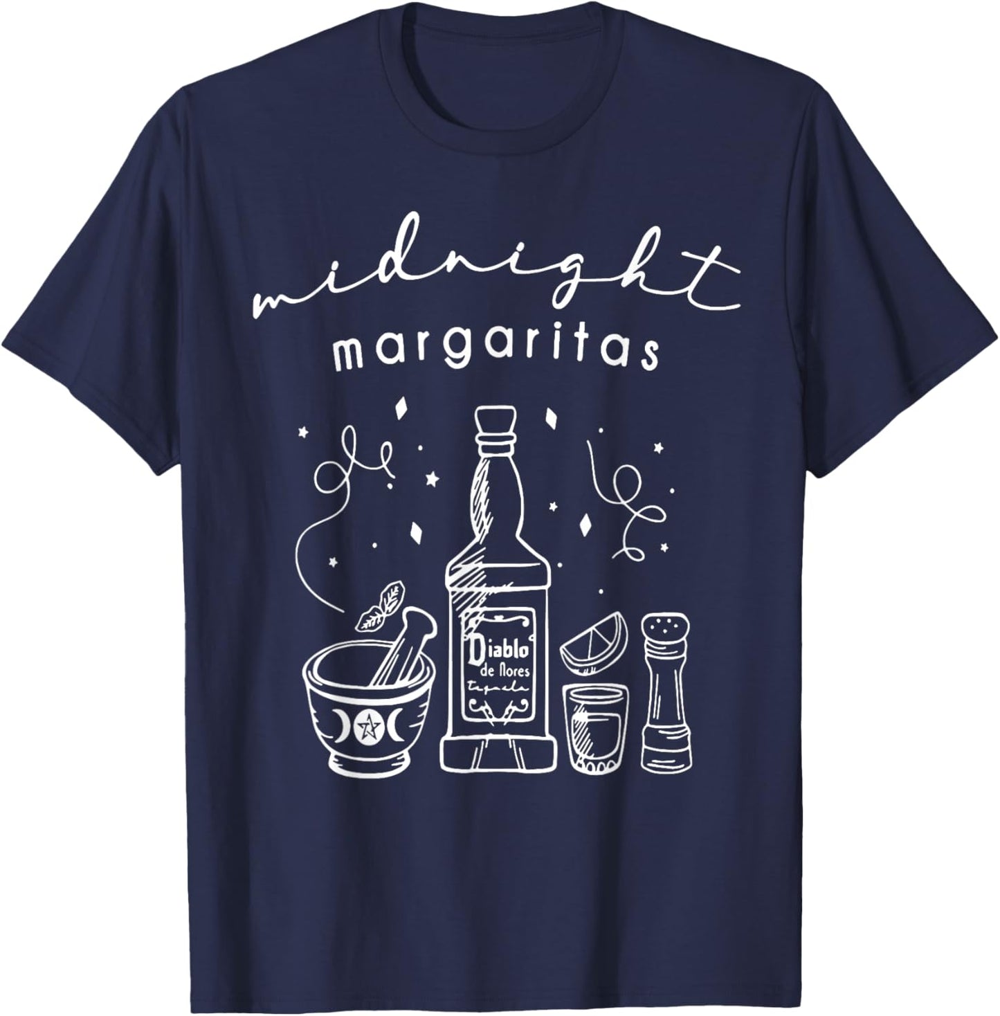 Midnight Margaritas Funny Halloween Witches T-Shirt - T-Shirt | Navy