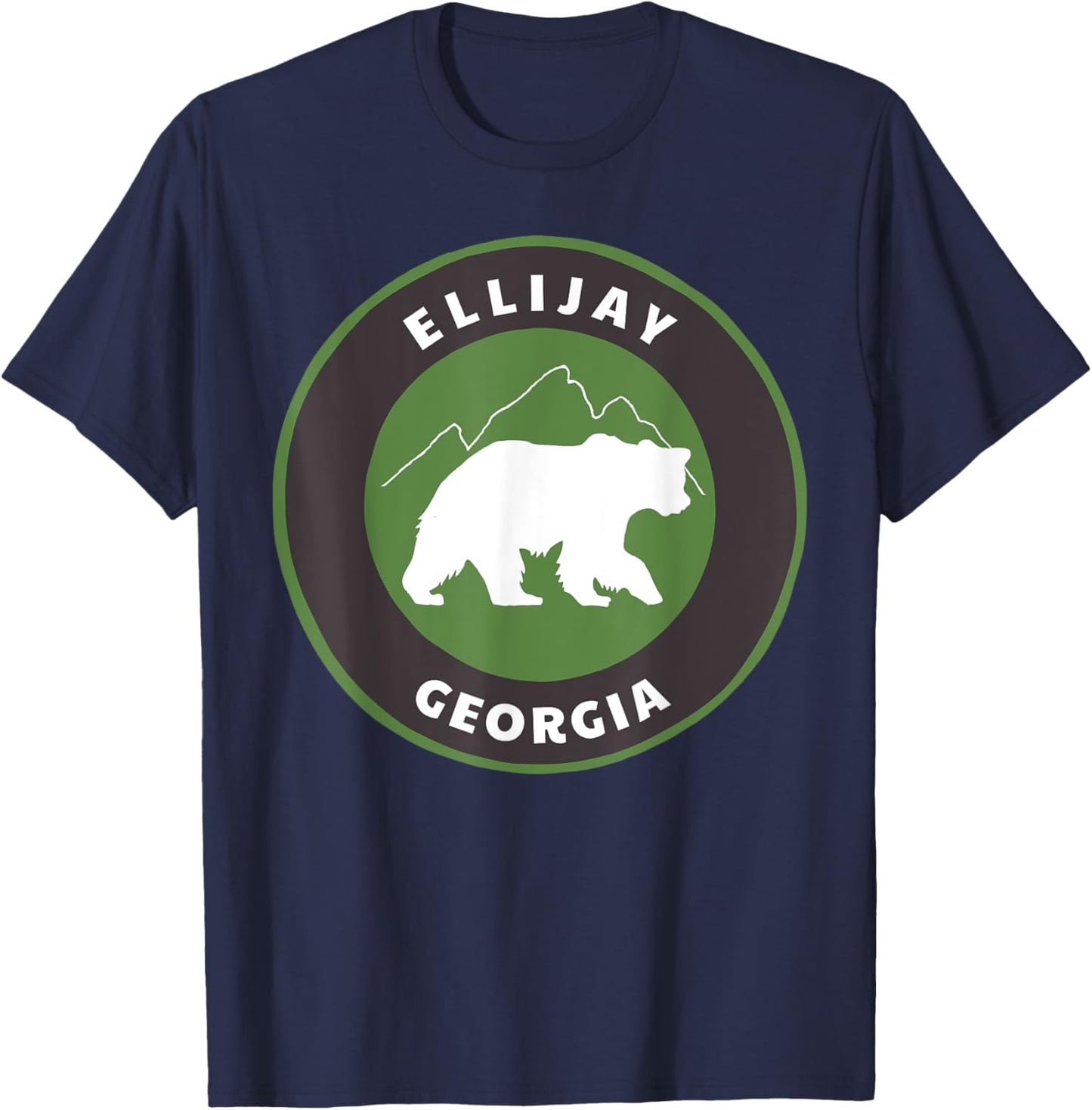 Ellijay Georgia Outdoors GA Bear Mountains Badge T-Shirt - T-Shirt | Navy