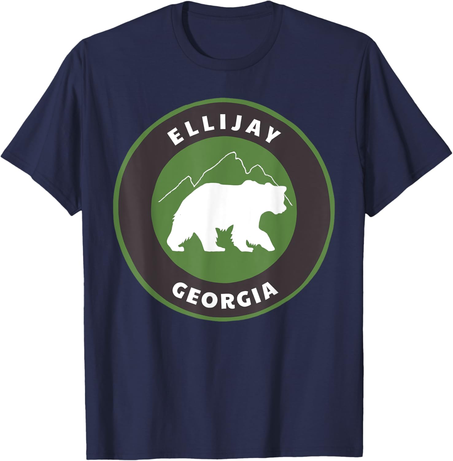 Ellijay Georgia Outdoors GA Bear Mountains Badge T-Shirt - T-Shirt | Navy