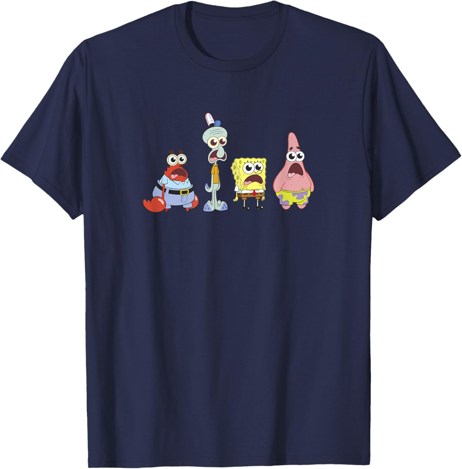 Spongebob Squarepants Spongebob Cast Group Stare T-Shirt - T-Shirt | Navy