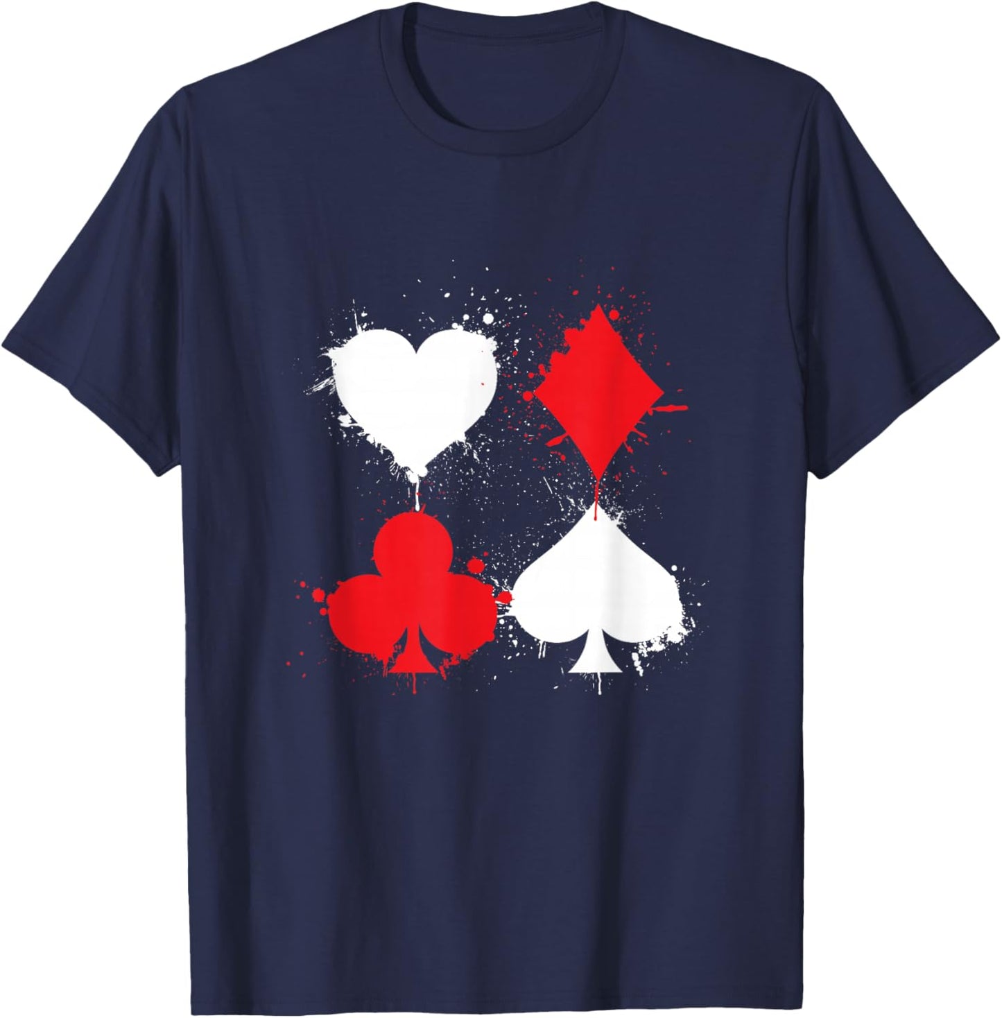 Playing Cards Poker Heart Spade Diamond Club T-Shirt - T-Shirt | Navy