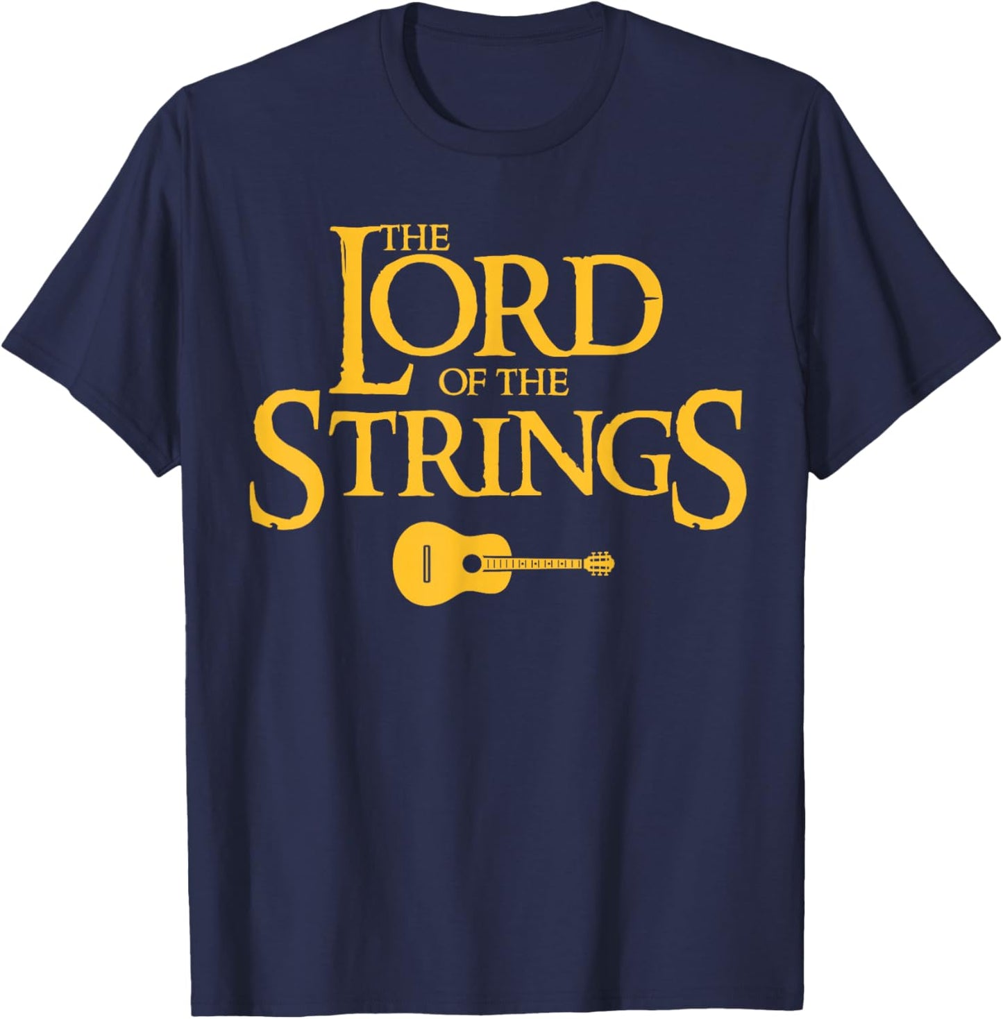 Miftees Guitar Lord of the Strings - Men's Adults Black Short Sleeve Classic Fit Cotton Polyester - Small T-Shirt - T-Shirt | Navy