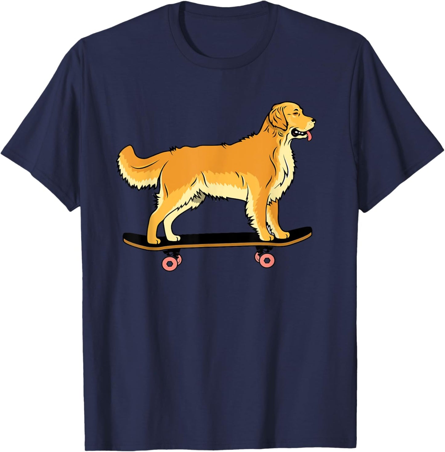 Skateboard Golden Retriever Funny Skater Dog Skateboarding Women Kids T-Shirt - T-Shirt | Navy