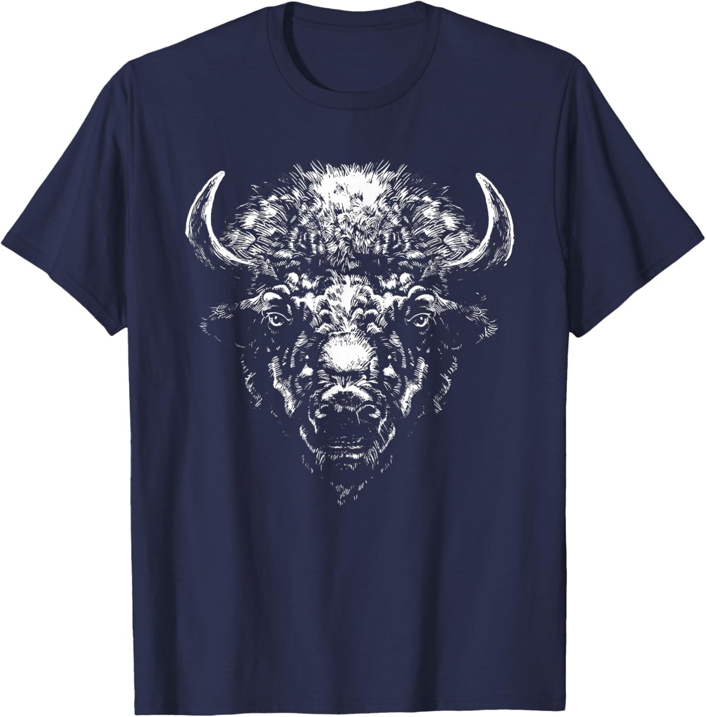 Retro Buffalo Silhouette Bison Wild Animal T-Shirt - T-Shirt | Navy