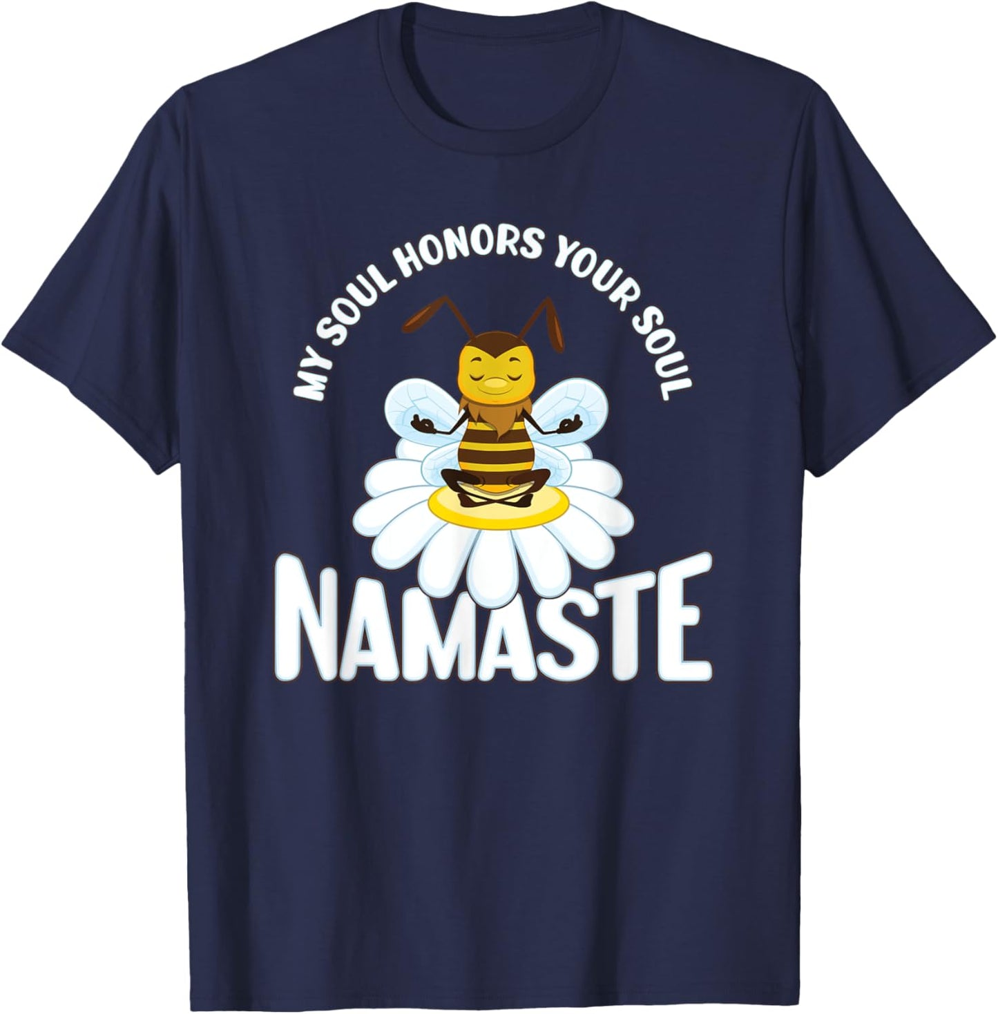 Yoga Namaste Bee Mandala Chakra Spiritual Meditation Karma T-Shirt - T-Shirt | Navy