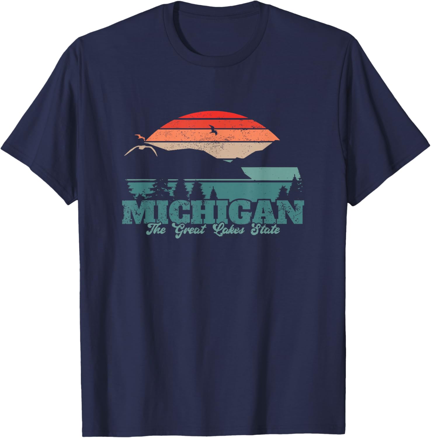 Michigan Lake The Great Lakes State Proud Michigander T-Shirt - T-Shirt | Navy