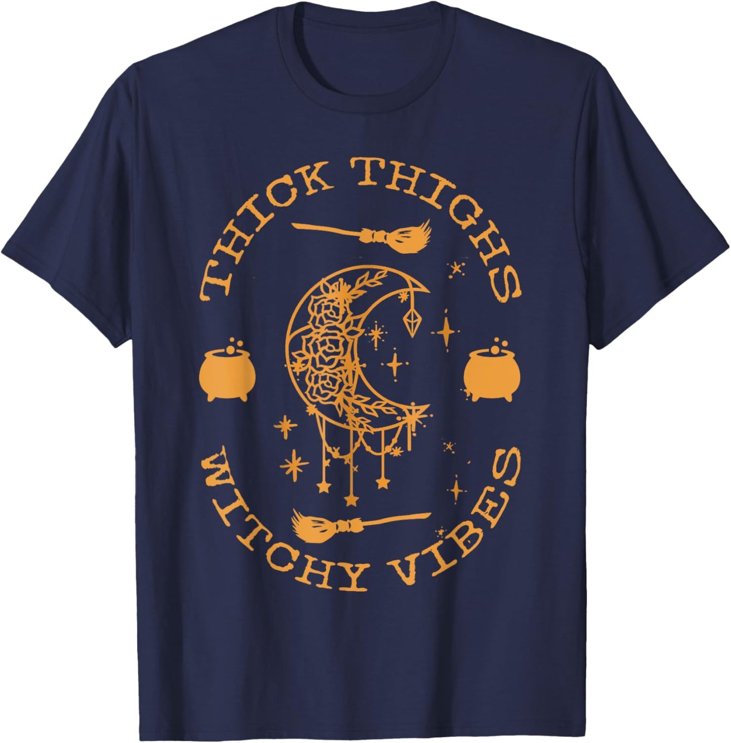 Thick thighs and spooky vibes, thick thighs and vibes T-Shirt - T-Shirt | Navy